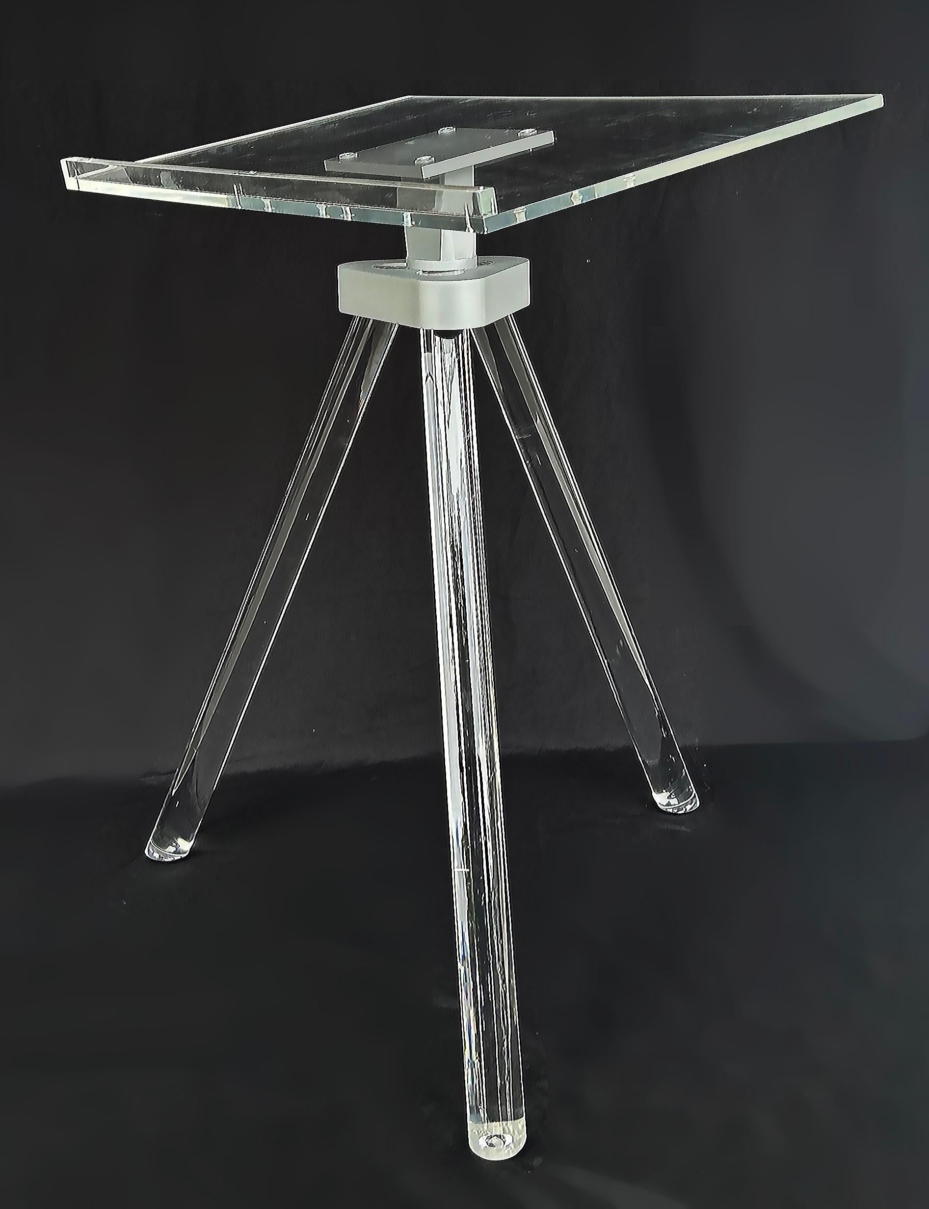 Modern Custom Lucite, Cast Acrylic Tripod Book Stand for Taschen Style Oversized Books