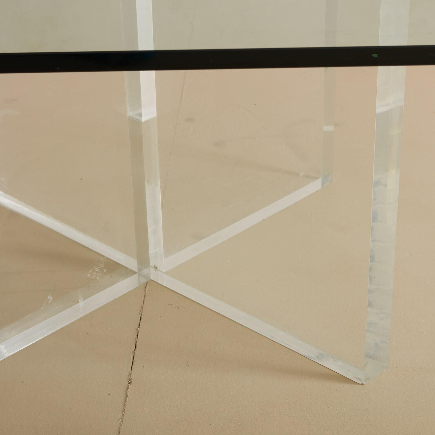 Late 20th Century Custom Lucite Coffee Table with Glass Top