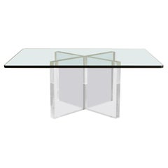 Custom Lucite Coffee Table with Glass Top