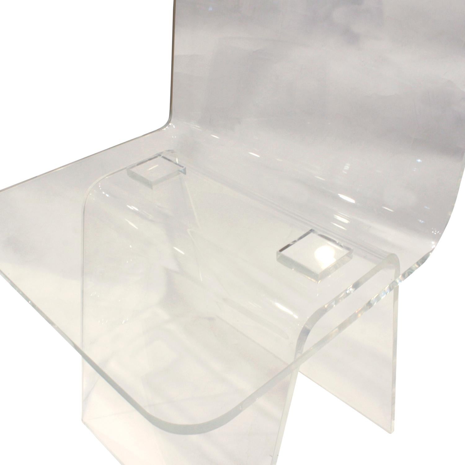 Custom Lucite Desk or Vanity with Tortishell Lucite Drawer and Chair, 1970s 3