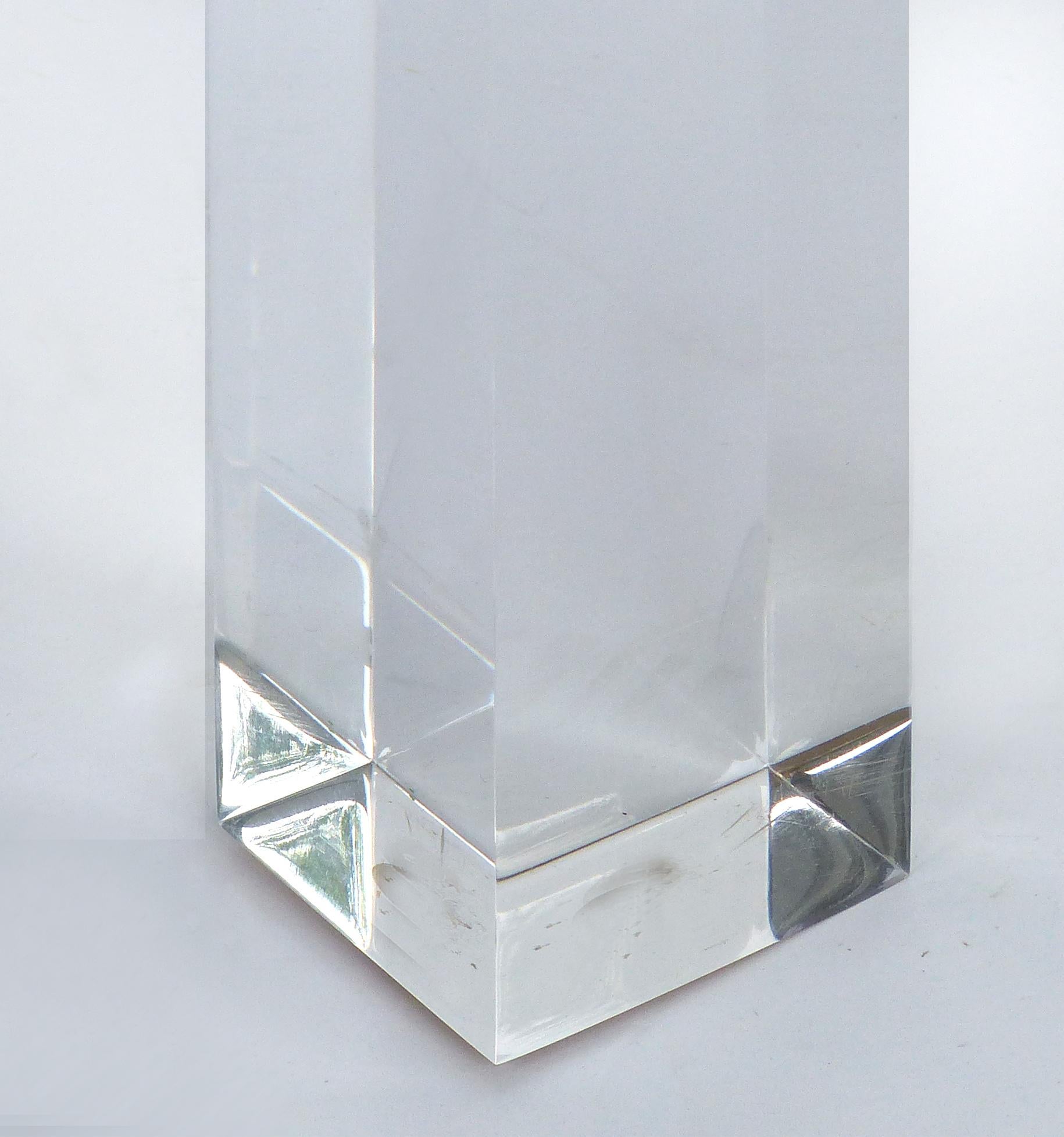 Acrylic Custom Lucite Side Table with Interchangeable Tops and Gold Leaf Accents For Sale