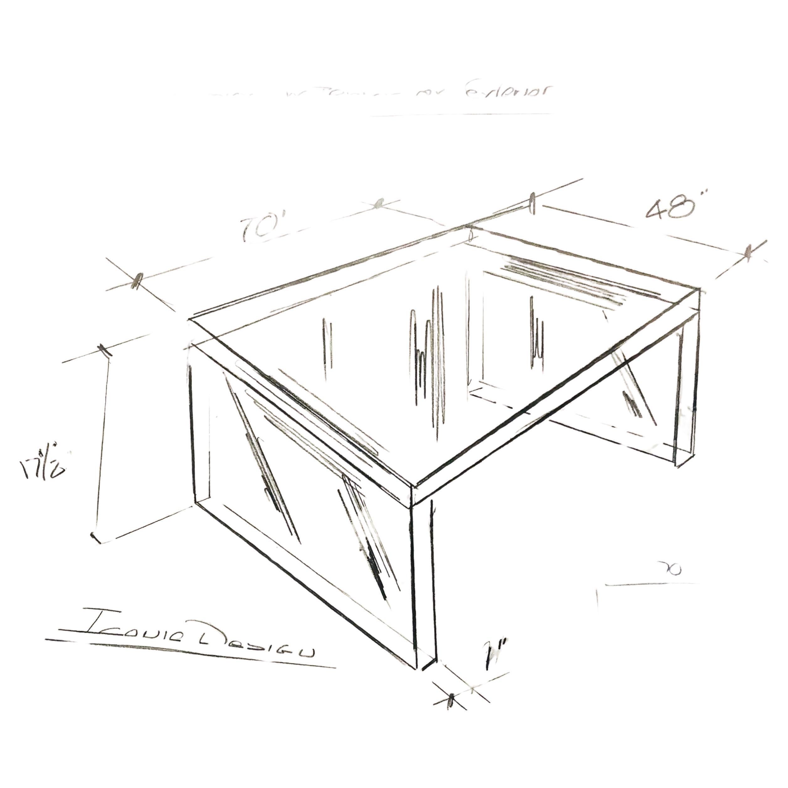 Custom Lucite Coffee Table 70”x48”x17.5+3 Custom 3/8" Pedestals / Salt Lake City For Sale