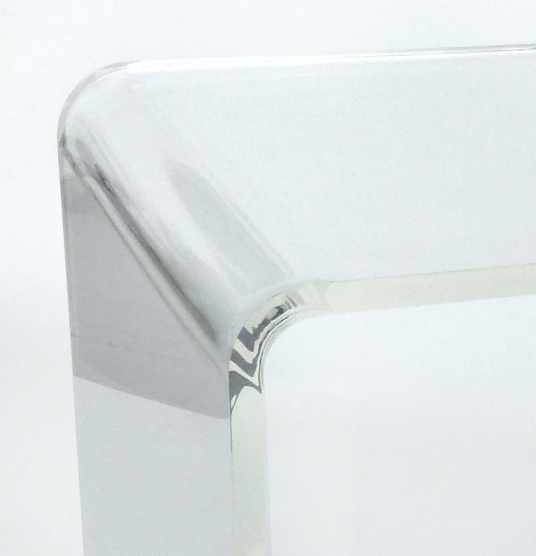 Mid-Century Modern Custom Lucite Waterfall Table or Bench with Curved Sides