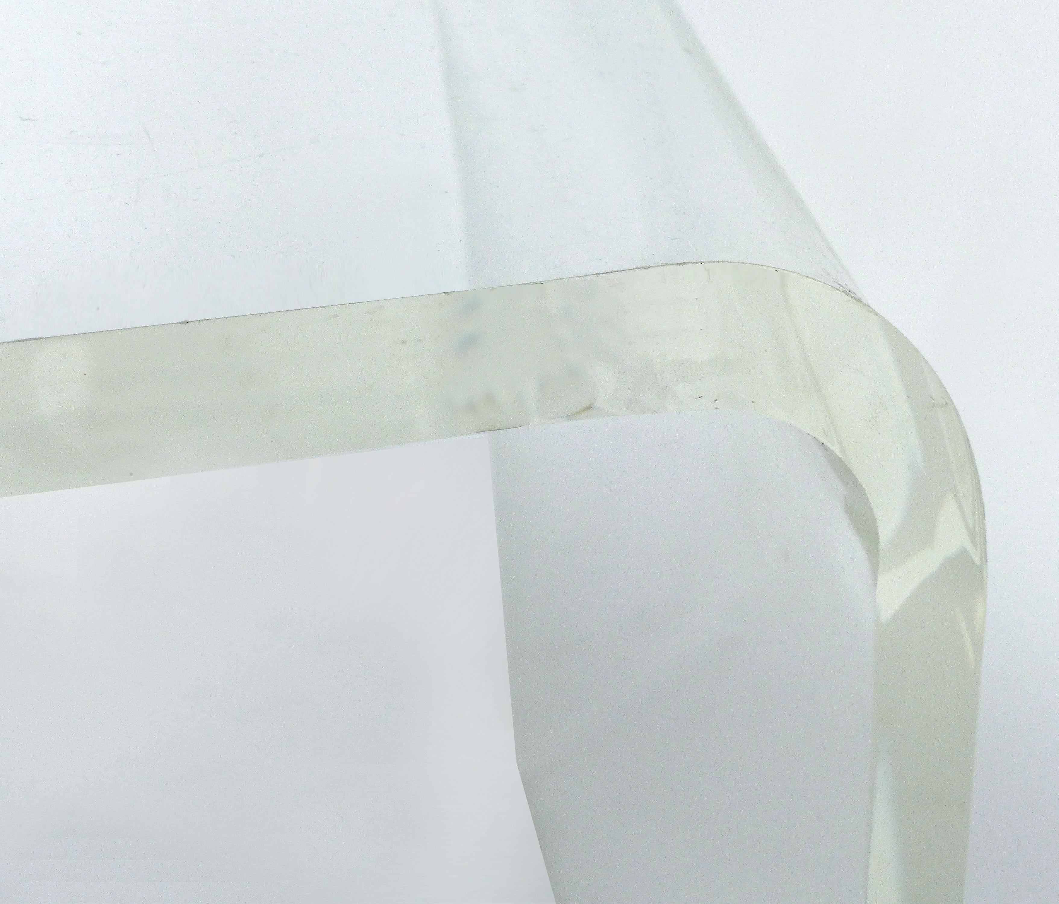Contemporary Custom Lucite Waterfall Table or Bench with Curved Sides For Sale