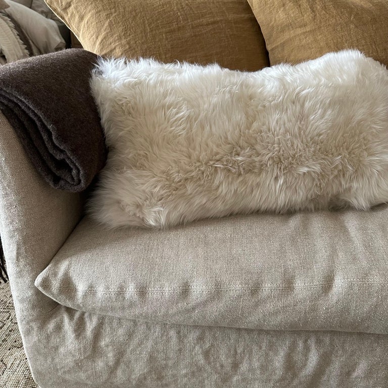 Custom Lumbar Sheepskin Pillow Cover with Insert For Sale at 1stDibs