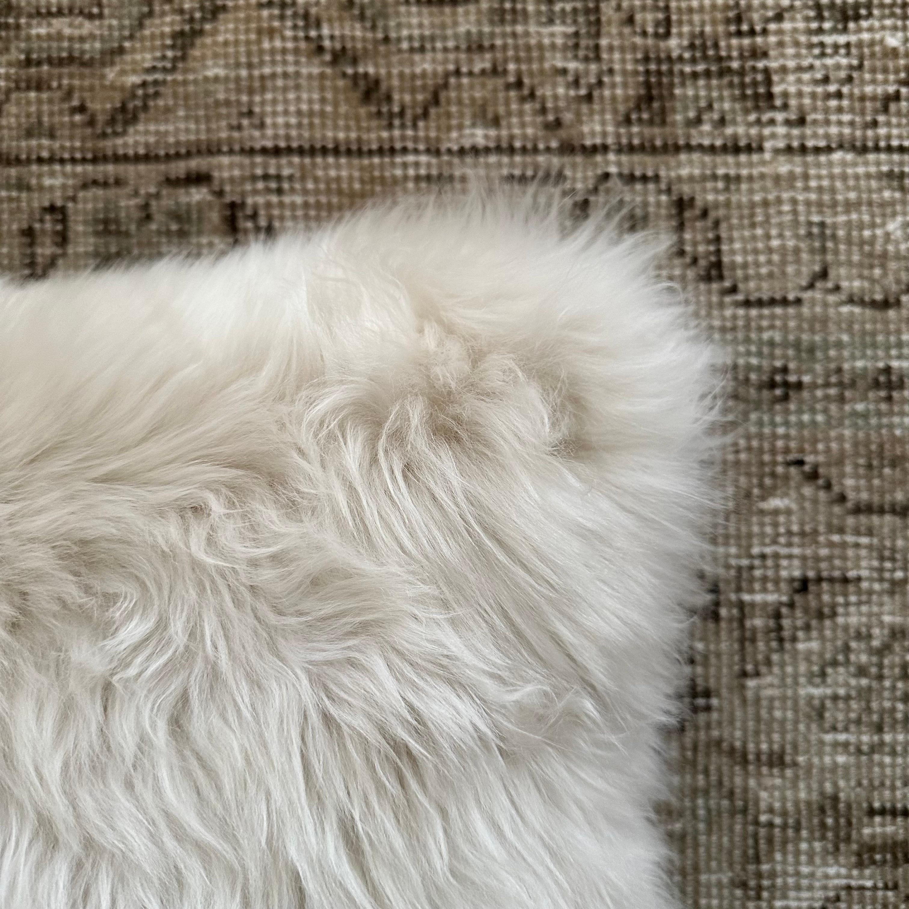 Custom Lumbar Sheepskin Pillow Cover with Insert In New Condition In Brea, CA