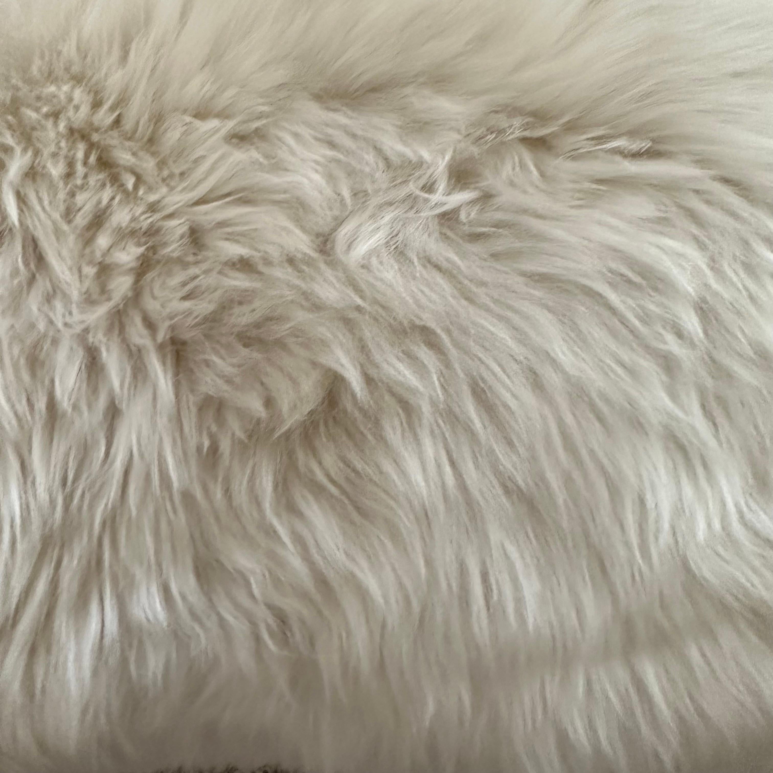 Contemporary Custom Lumbar Sheepskin Pillow Cover with Insert