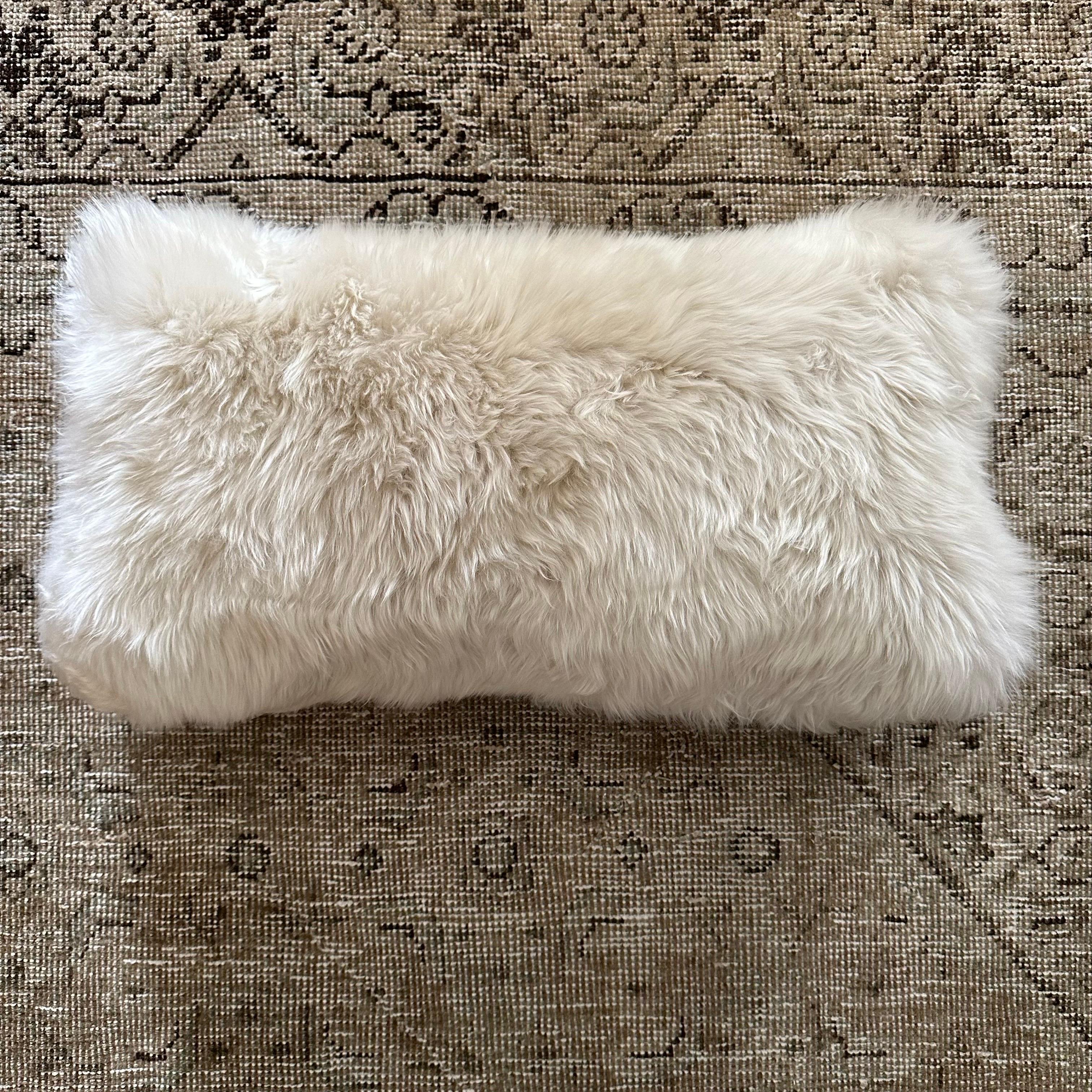 Custom Lumbar Sheepskin Pillow Cover with Insert 2