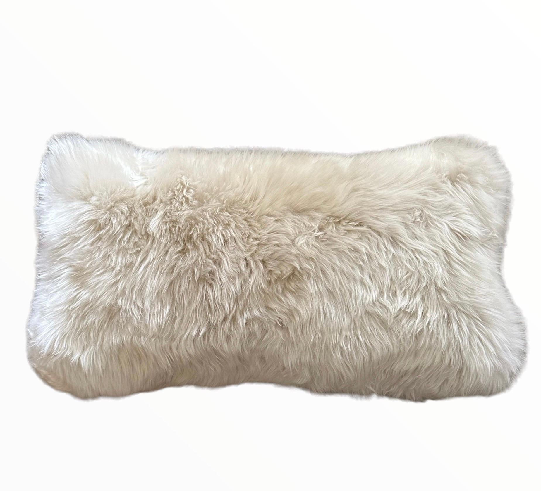Custom Lumbar Sheepskin Pillow Cover with Insert 3