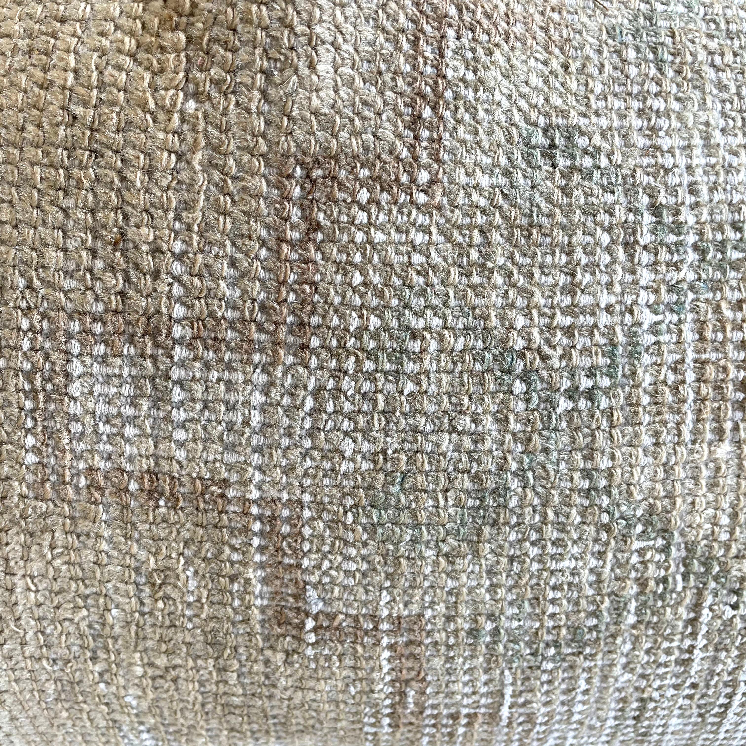 Hand-Woven Custom Lumbar Turkish Kilim Rug Wool Pillow with Insert
