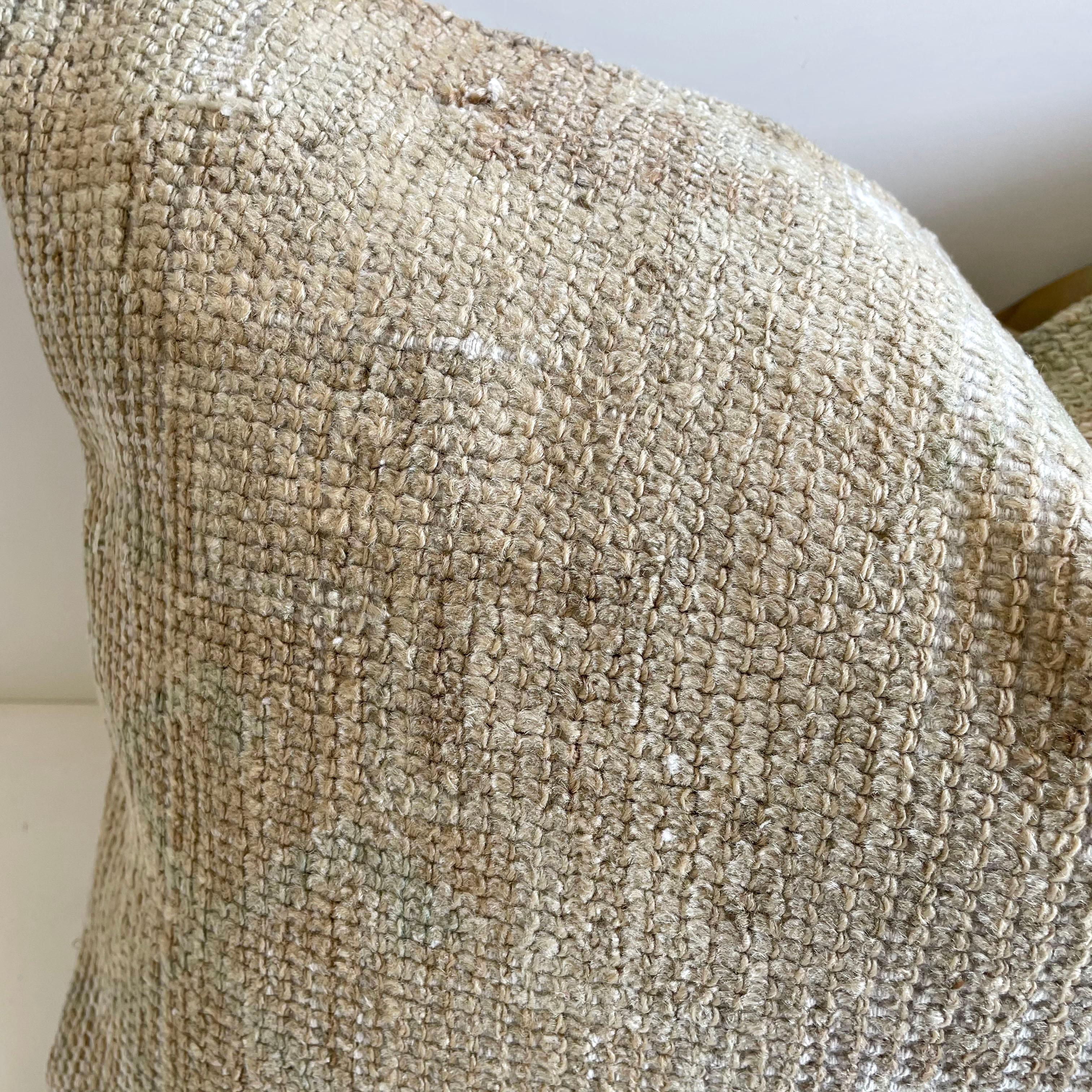 Custom Lumbar Turkish Kilim Rug Wool Pillow with Insert In Good Condition In Old Town Orange, CA