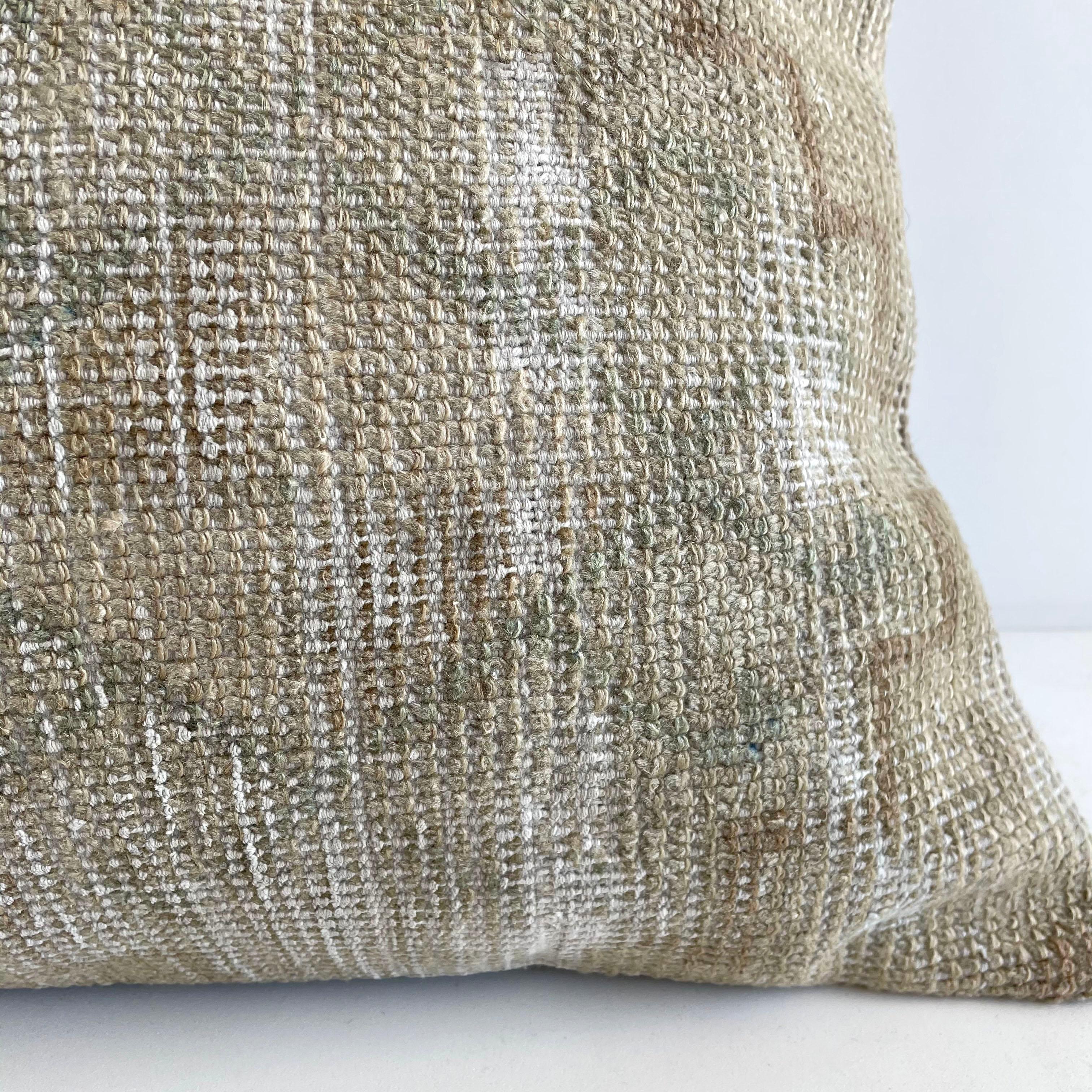 Contemporary Custom Lumbar Turkish Kilim Rug Wool Pillow with Insert