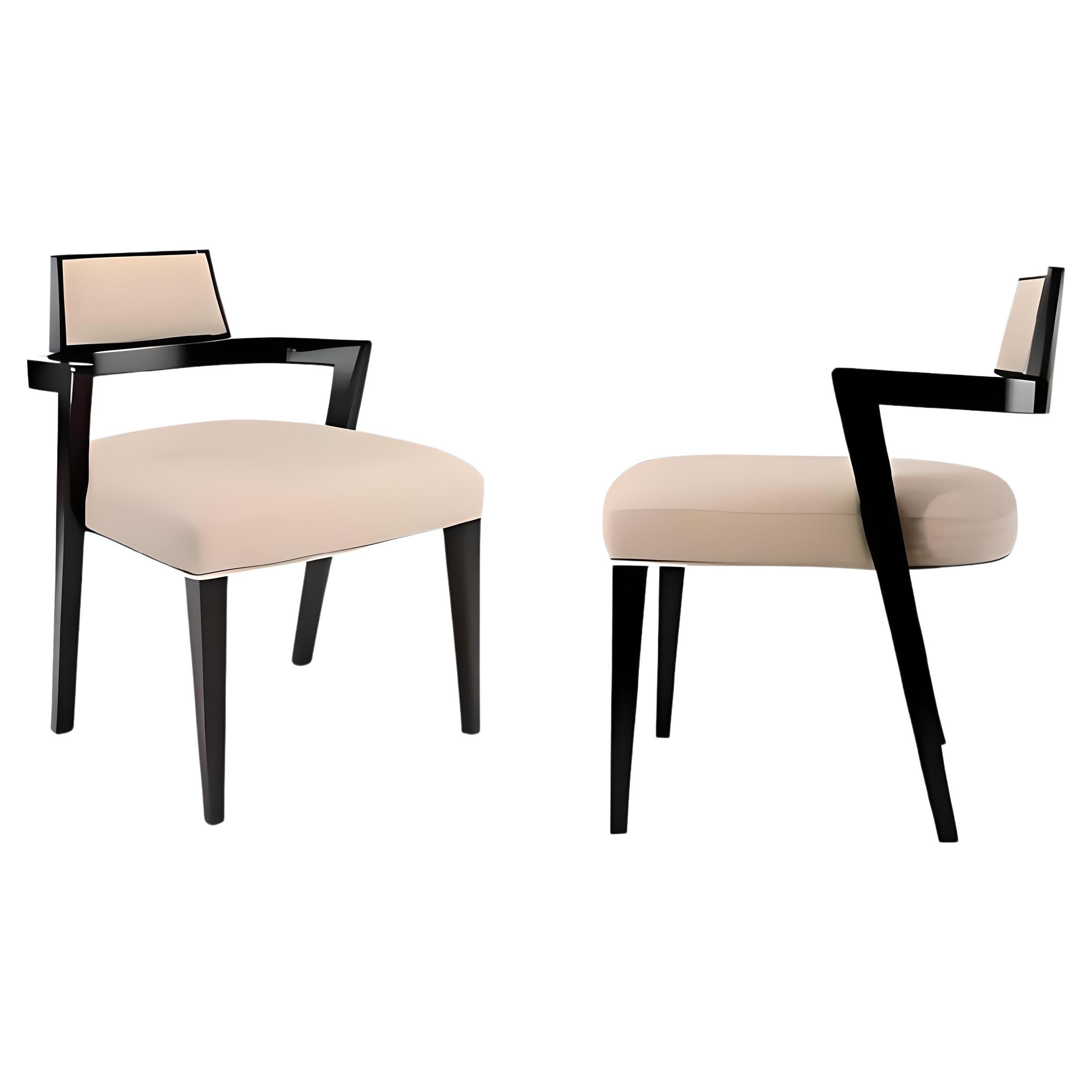 Custom Luxury Dining Chair Upholstered in Velvet With Lacquered Structure