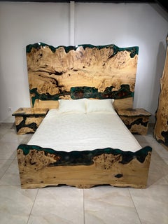 Custom Luxury Natural Wood Epoxy Bedroom Set