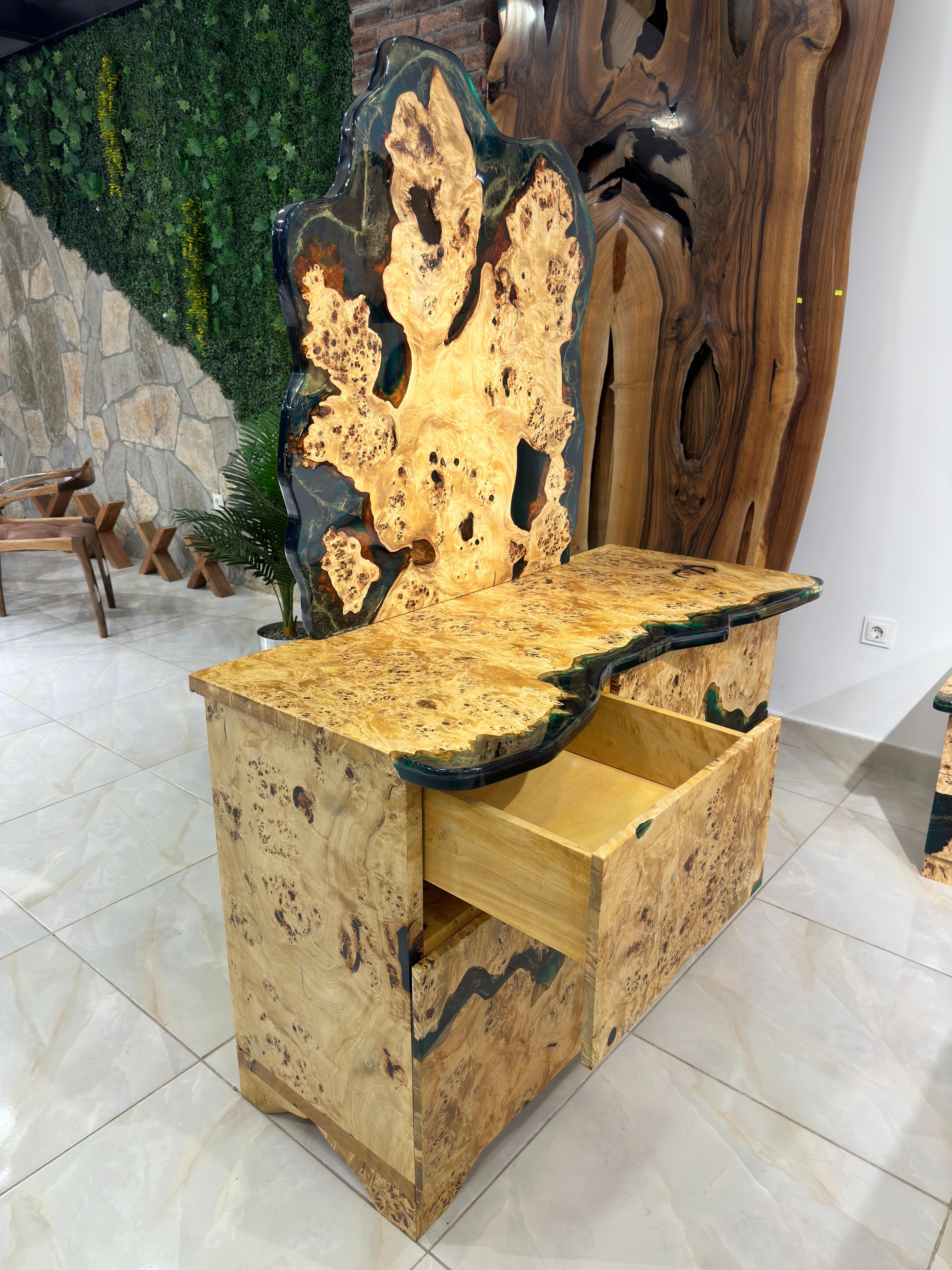 Turkish Custom Luxury Natural Wood Epoxy Bedroom Set For Sale