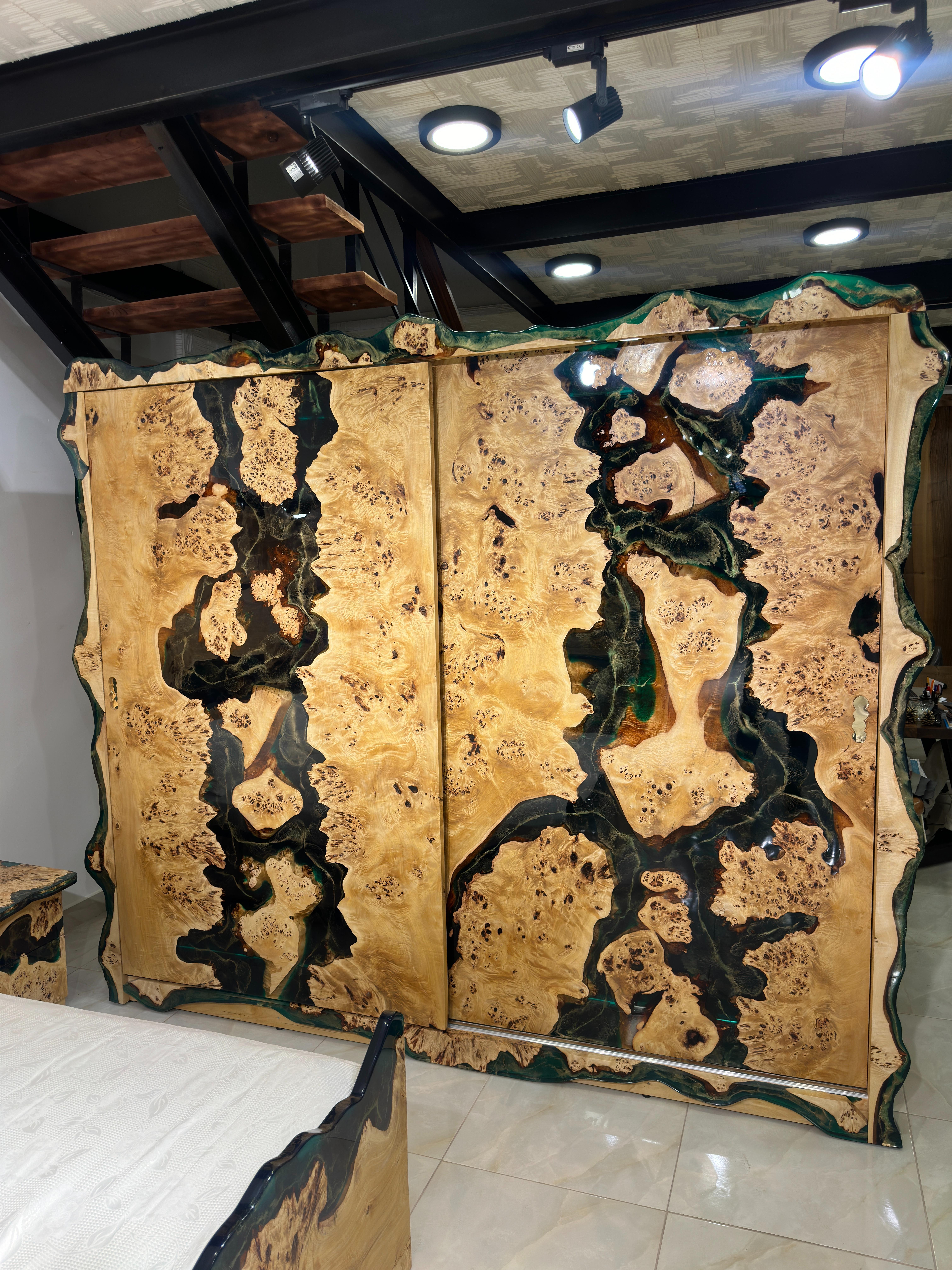 Epoxy Resin Custom Luxury Natural Wood Epoxy Bedroom Set For Sale