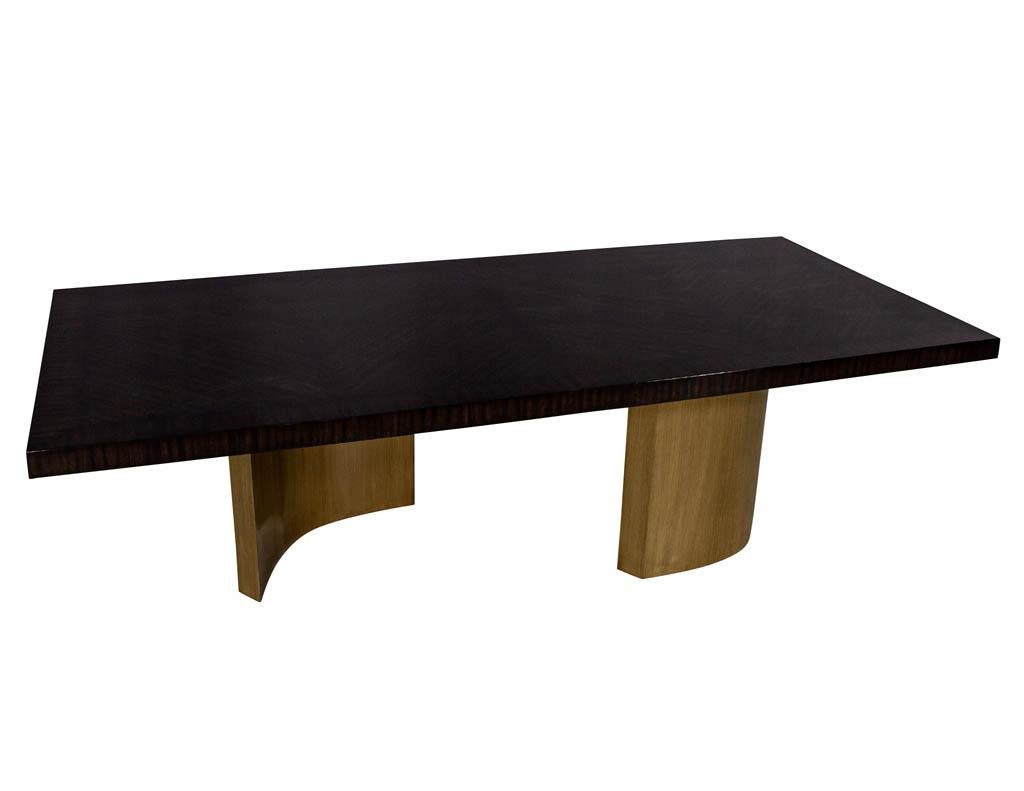 Modern Custom Macassar Dining Table with Brass Bases by Carrocel For Sale