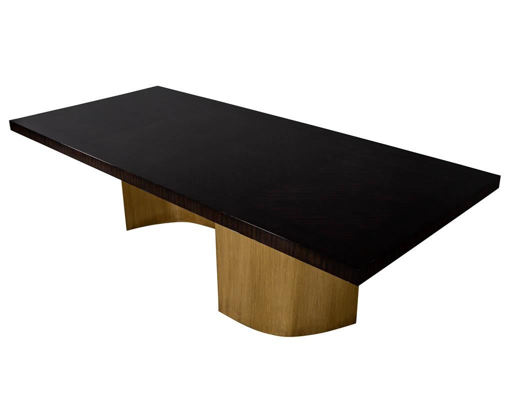 Custom Macassar Dining Table with Brass Bases by Carrocel In New Condition For Sale In North York, ON