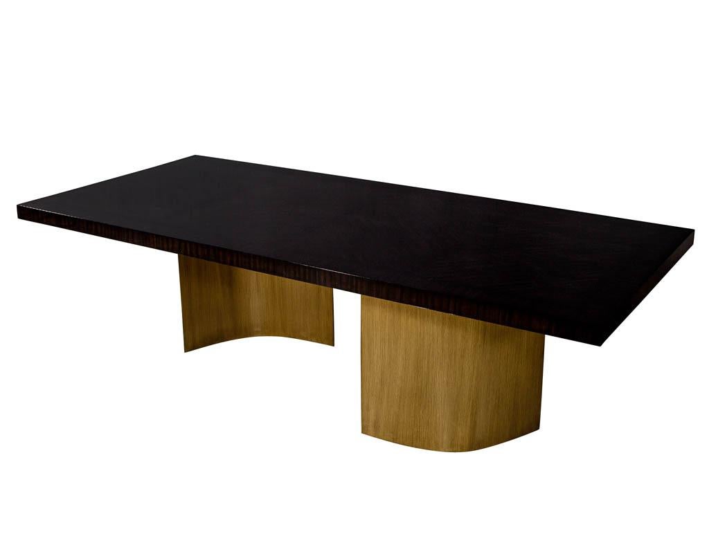 Contemporary Custom Macassar Dining Table with Brass Bases by Carrocel For Sale