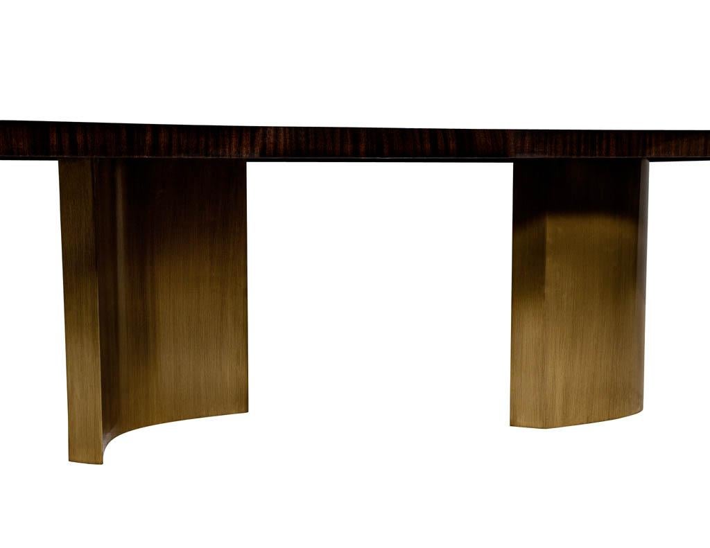 Custom Macassar Dining Table with Brass Bases by Carrocel For Sale 2