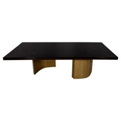 Custom Macassar Dining Table with Brass Bases by Carrocel