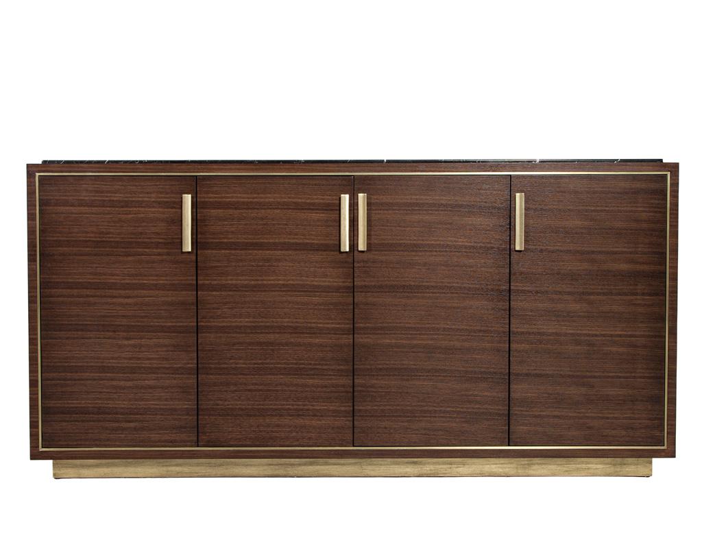 Custom Macassar Marble Top Credenza Buffet Cassara by Carrocel For Sale 2