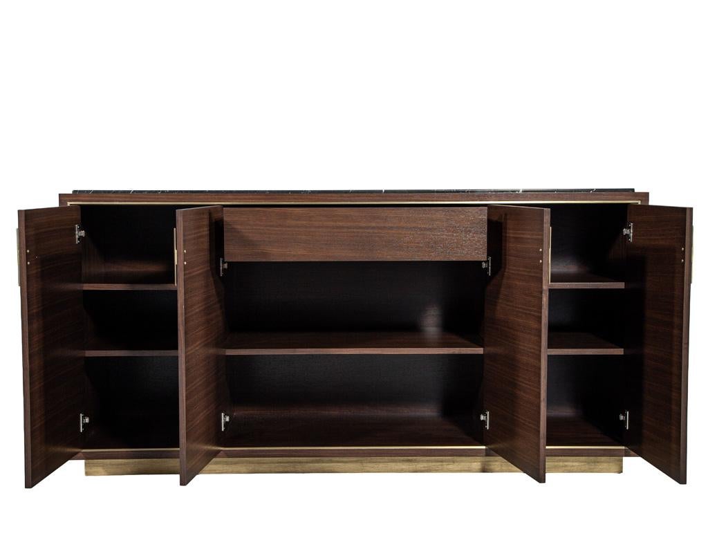Custom Macassar Marble Top Credenza Buffet Cassara by Carrocel For Sale 3