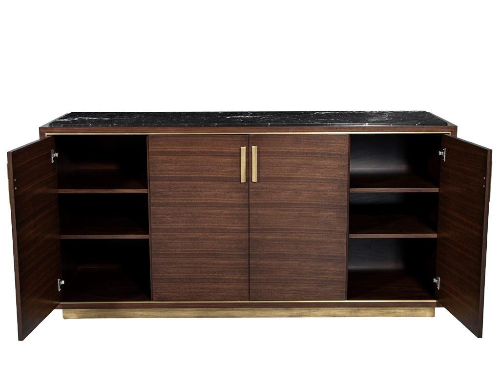 Canadian Custom Macassar Marble Top Credenza Buffet Cassara by Carrocel For Sale