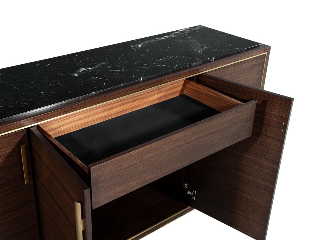 Custom Macassar Marble Top Credenza Buffet Cassara by Carrocel In New Condition For Sale In North York, ON