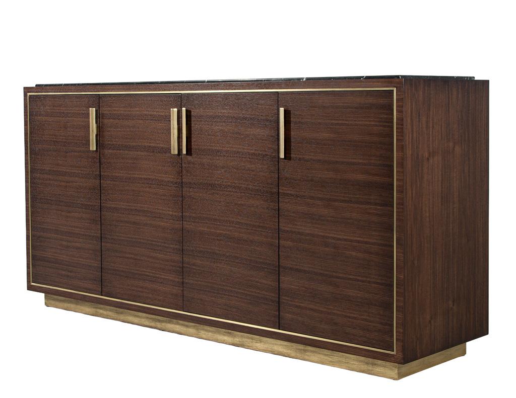 Custom Macassar Marble Top Credenza Buffet Cassara by Carrocel For Sale 1
