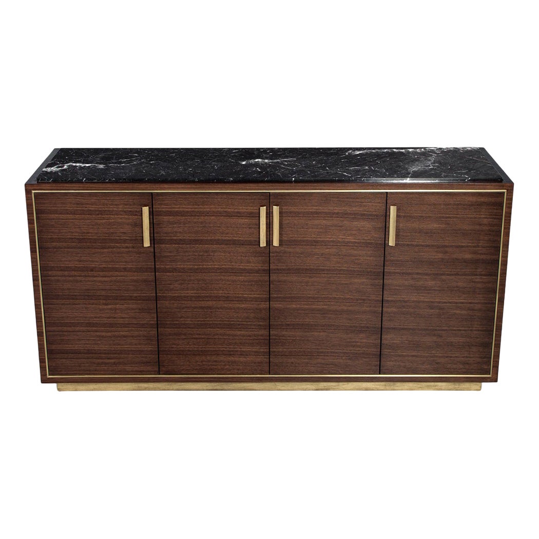 Custom Macassar Marble Top Credenza Buffet Cassara by Carrocel For Sale