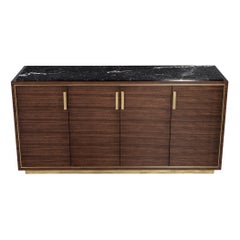 Custom Macassar Marble Top Credenza Buffet Cassara by Carrocel