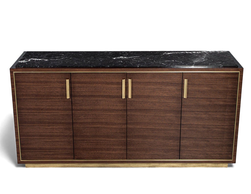 Custom Macassar Marble Top Credenza Buffet Cassara by Carrocel For Sale