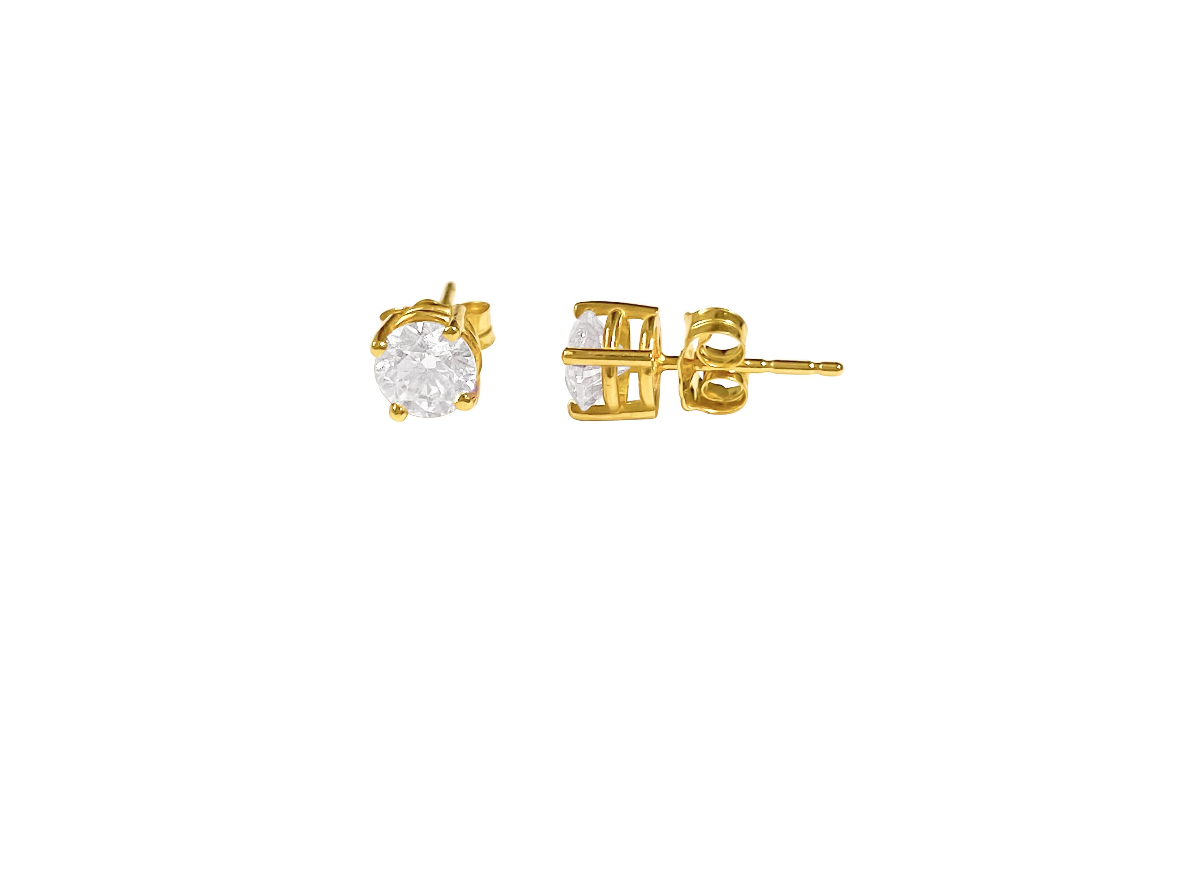 Metal: 14K Yellow Gold 
Diamonds: 1.00 Carat Total
Clarity: VS
Color: I
100% natural earth mined diamonds. 
Custom made to order natural diamond studs
Unisex diamond studs. 