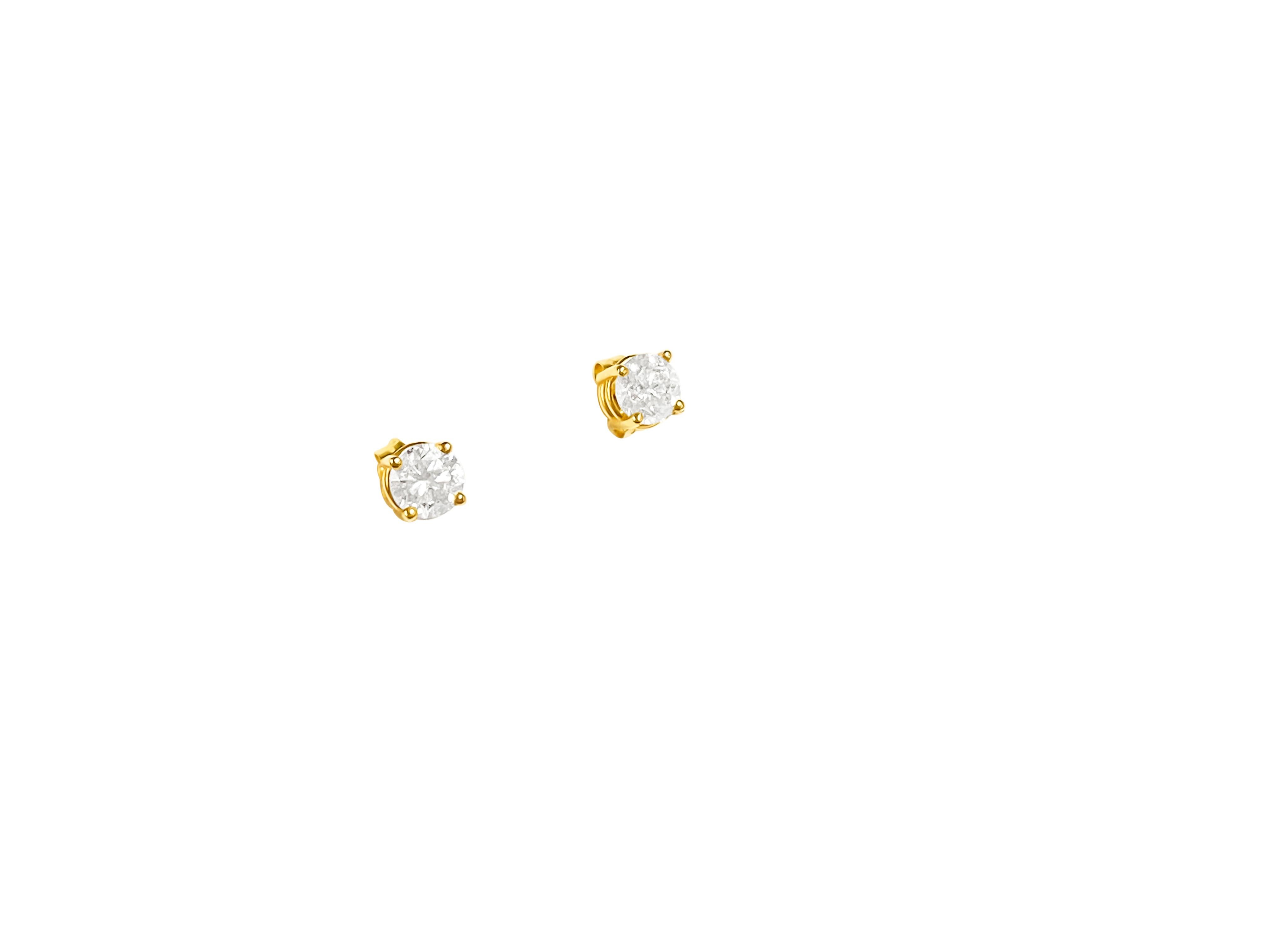 Round Cut Custom Made 1.00 Carat VS Diamond Studs Unisex 14 Karat Yellow Gold For Sale