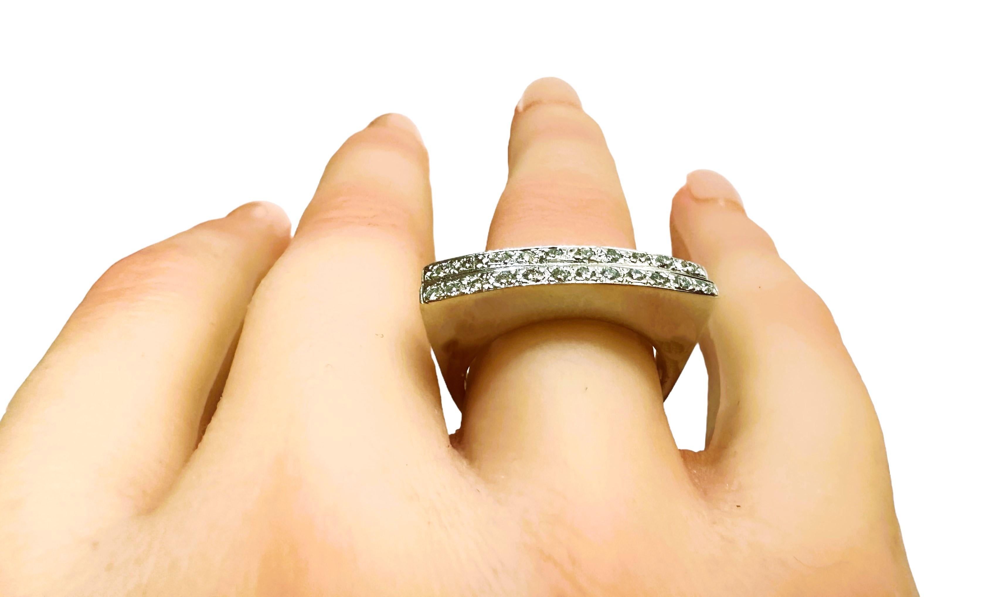 Custom Made 14k White Gold .5 Ct Diamond Modern Linear Ring with Appraisal 5