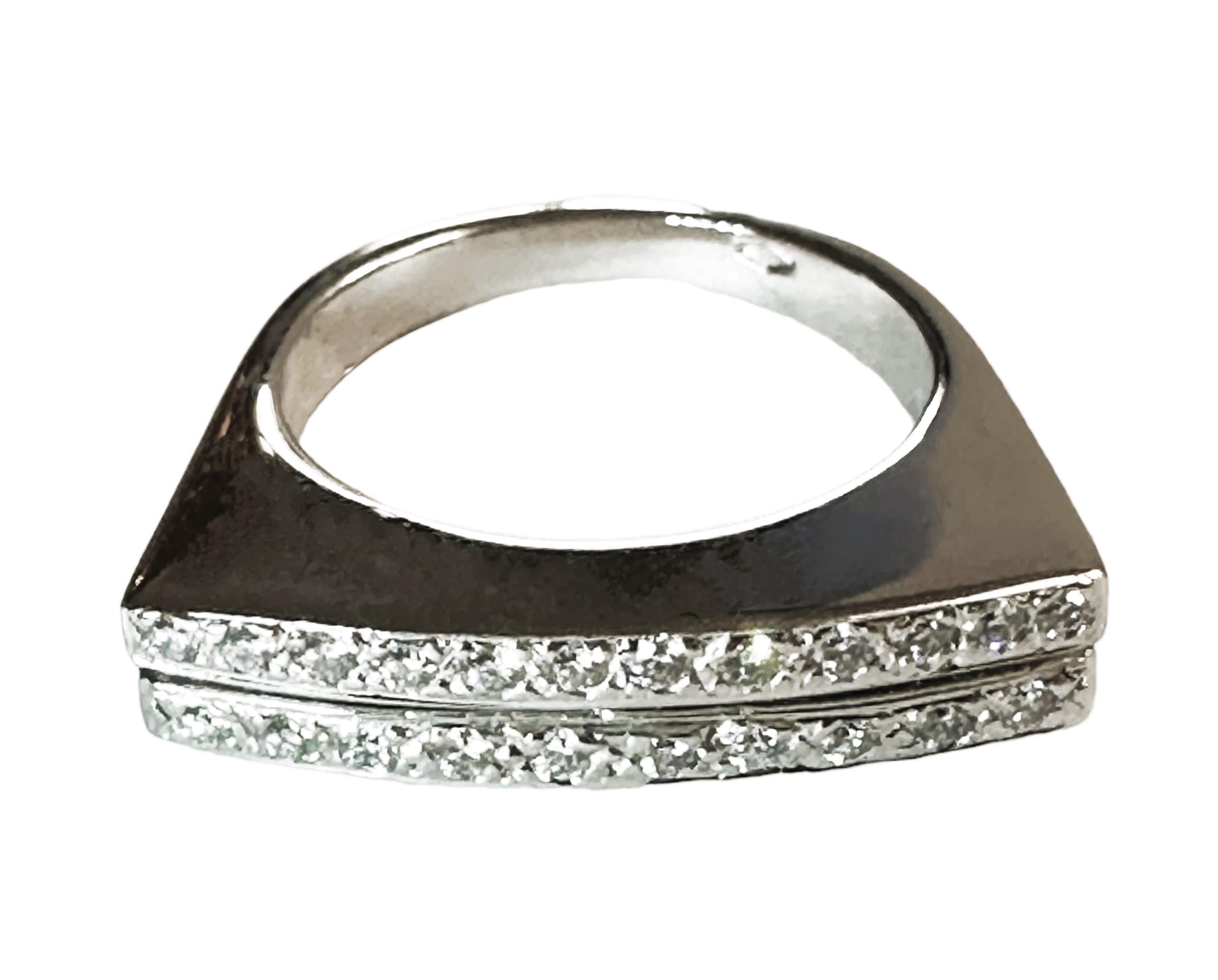 Art Deco Custom Made 14k White Gold .5 Ct Diamond Modern Linear Ring with Appraisal