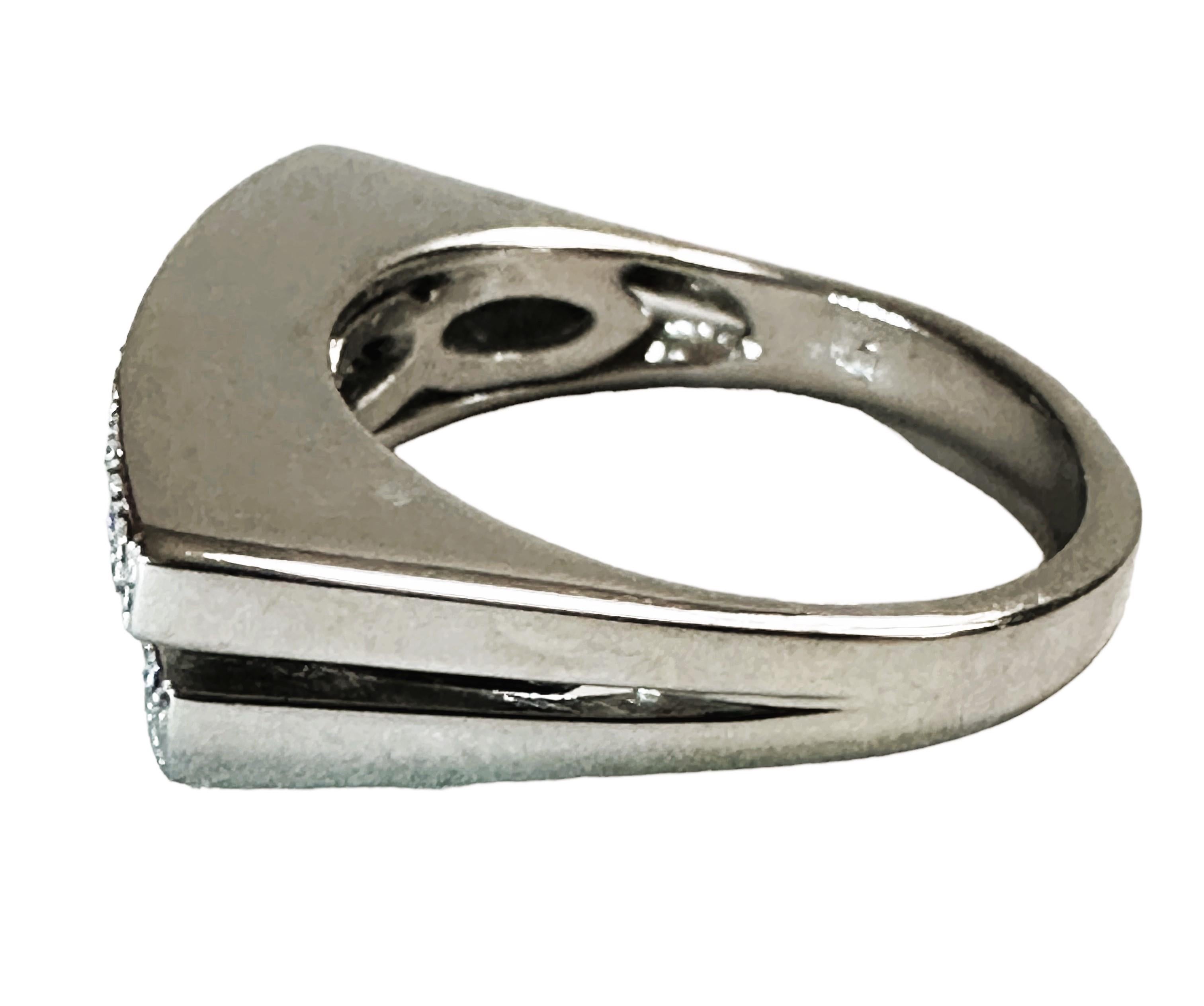 Brilliant Cut Custom Made 14k White Gold .5 Ct Diamond Modern Linear Ring with Appraisal