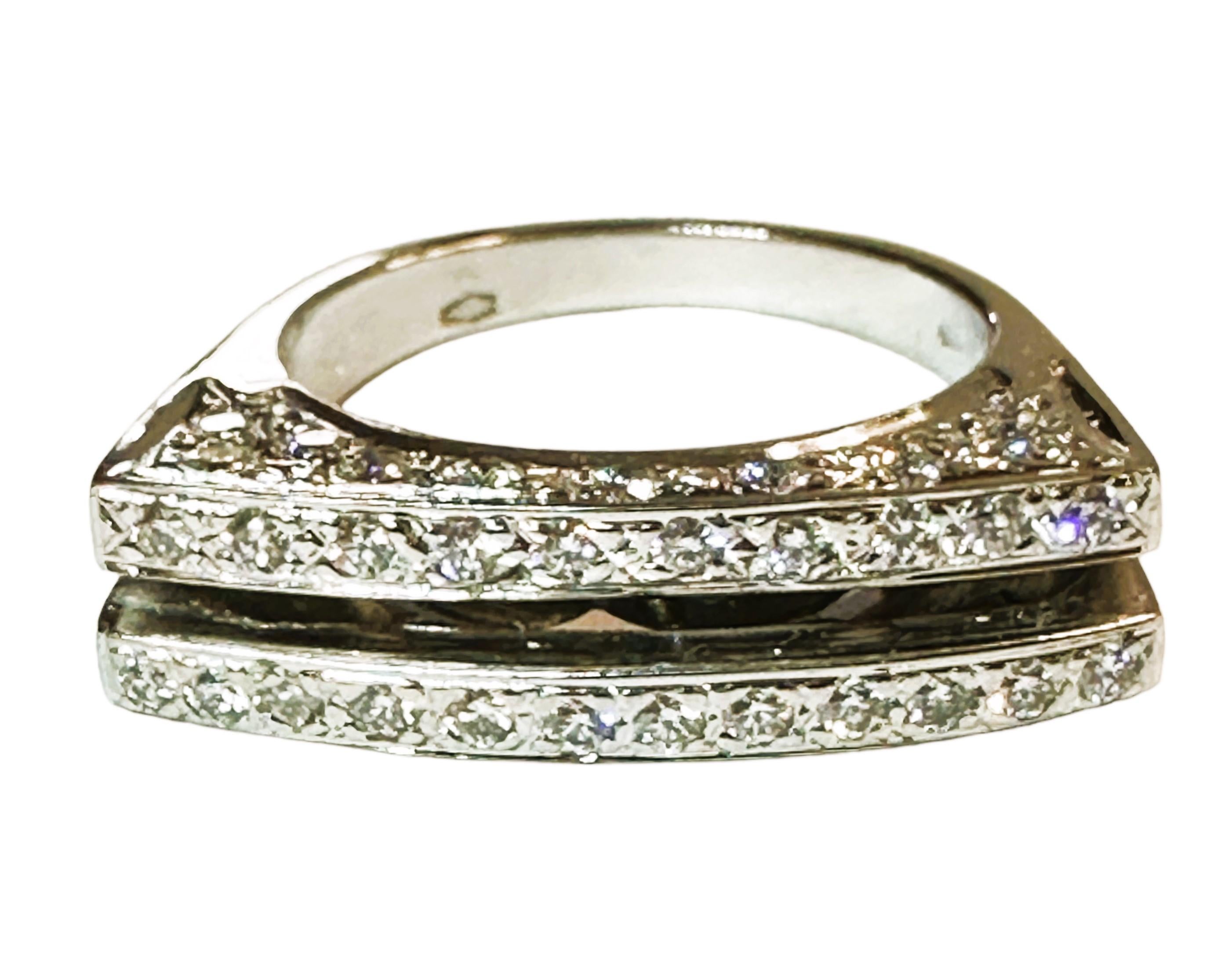 Women's Custom Made 14k White Gold .5 Ct Diamond Modern Linear Ring with Appraisal