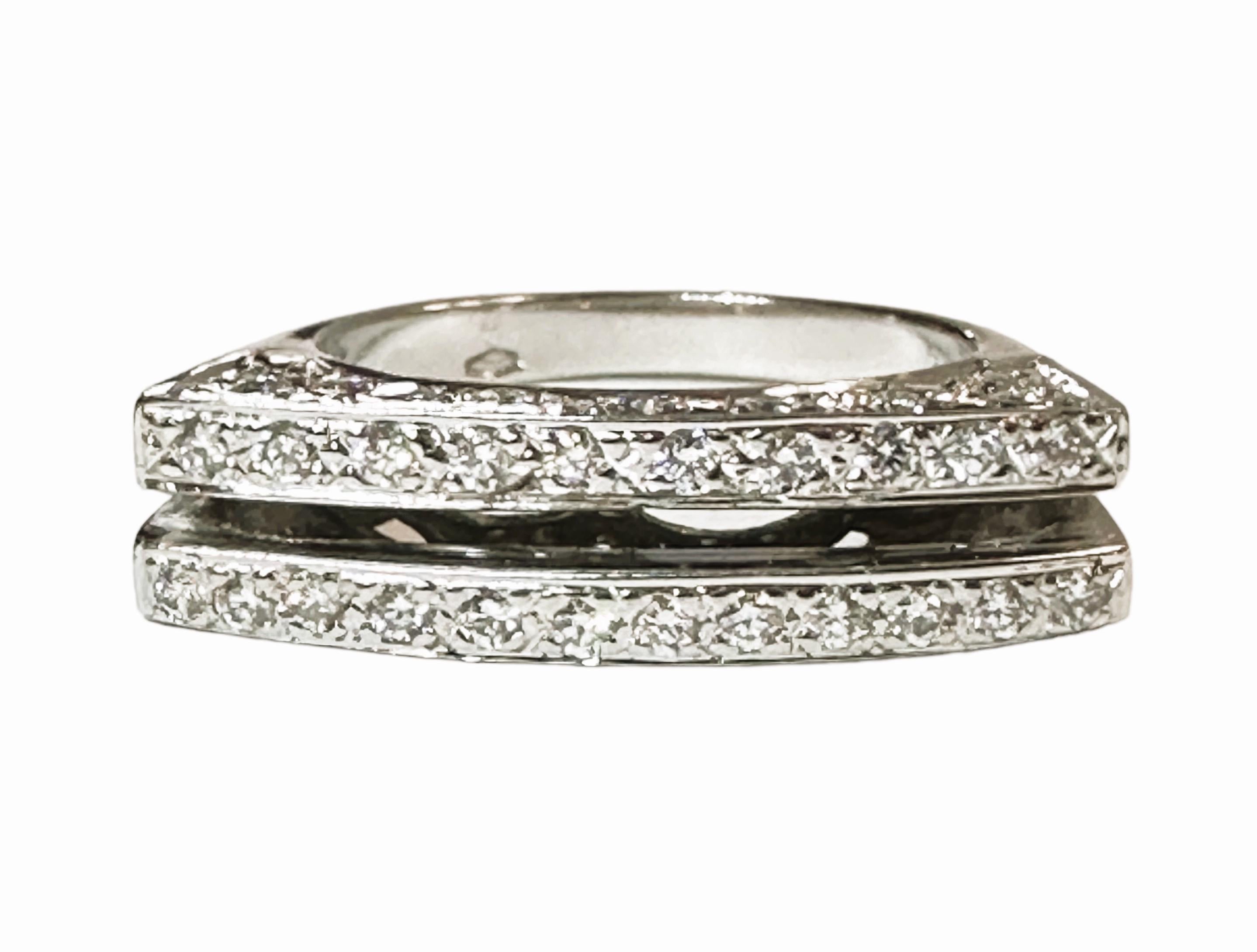 Custom Made 14k White Gold .5 Ct Diamond Modern Linear Ring with Appraisal 1