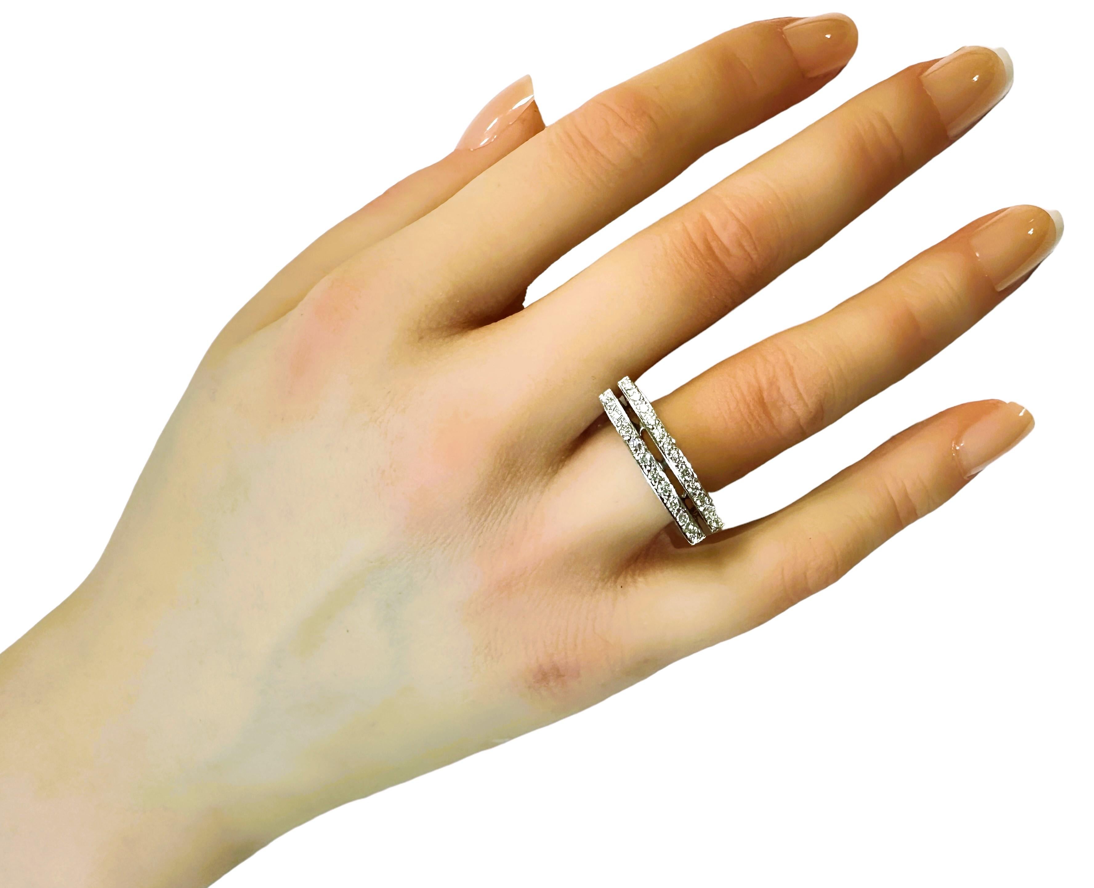 Custom Made 14k White Gold .5 Ct Diamond Modern Linear Ring with Appraisal 2