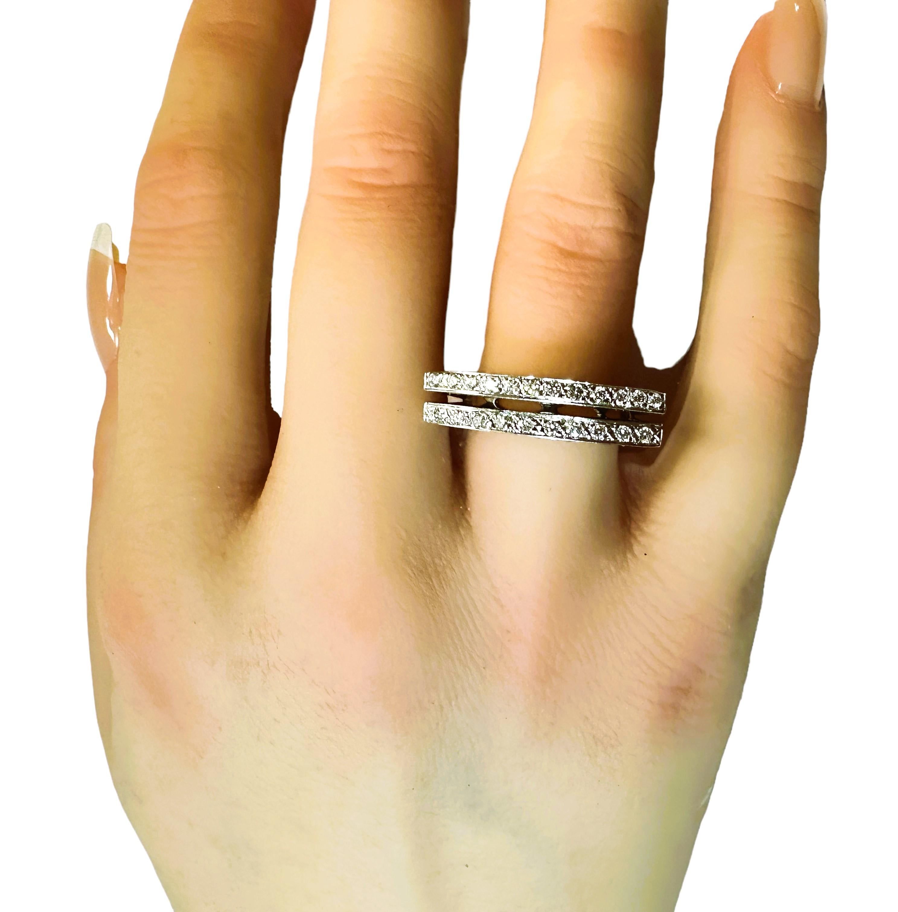 Custom Made 14k White Gold .5 Ct Diamond Modern Linear Ring with Appraisal 3