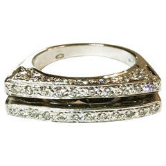 Custom Made 14k White Gold .5 Ct Diamond Modern Linear Ring with Appraisal