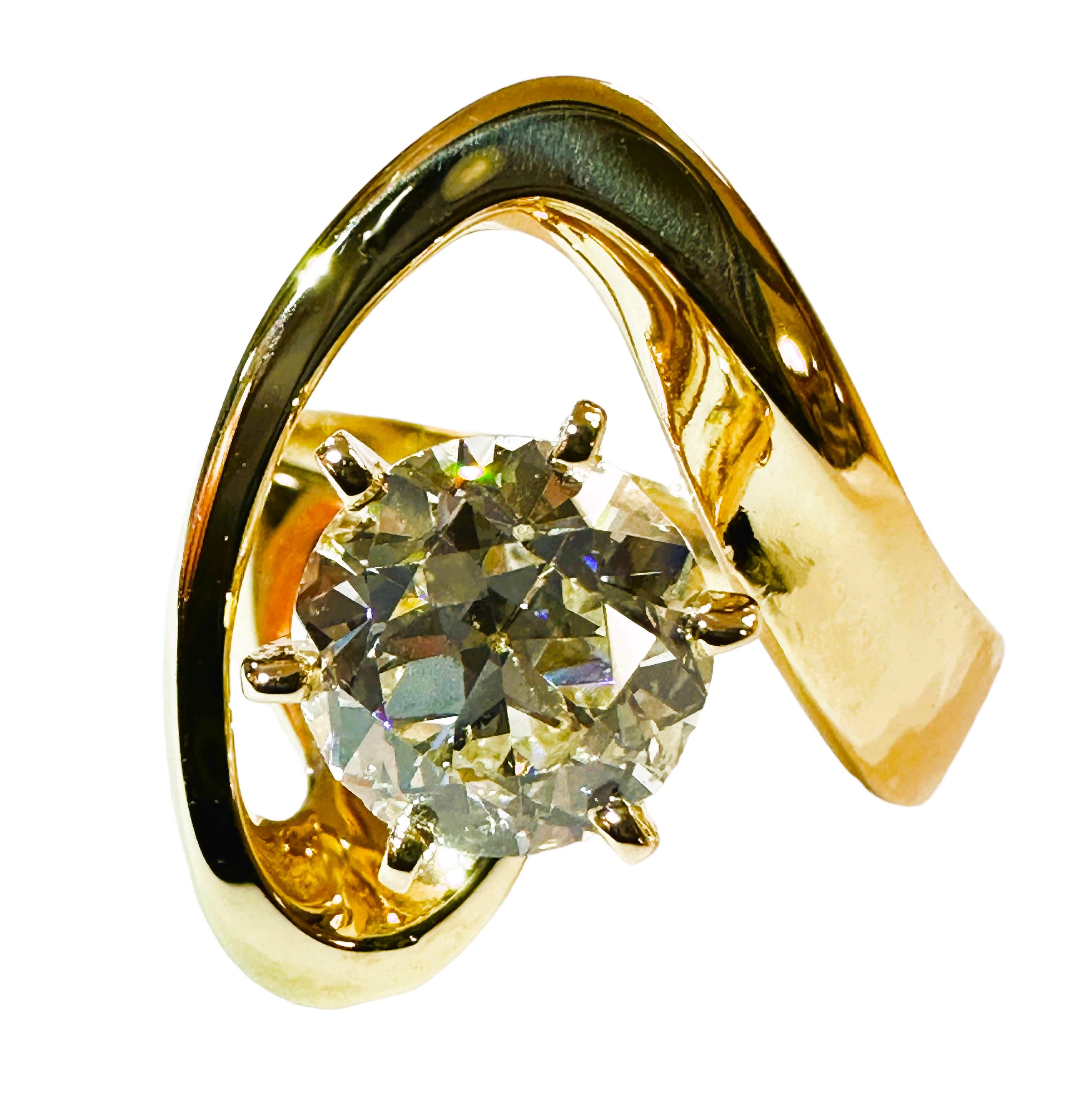 Custom Made 14k Yellow Gold 1.52 Ct Diamond Engagement Ring with Appraisal For Sale 5