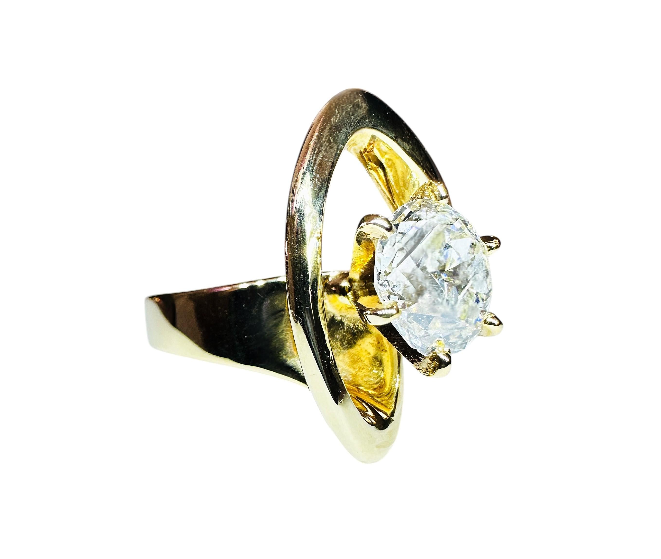Custom Made 14k Yellow Gold 1.52 Carat Diamond Engagement Ring with Appraisal For Sale 6