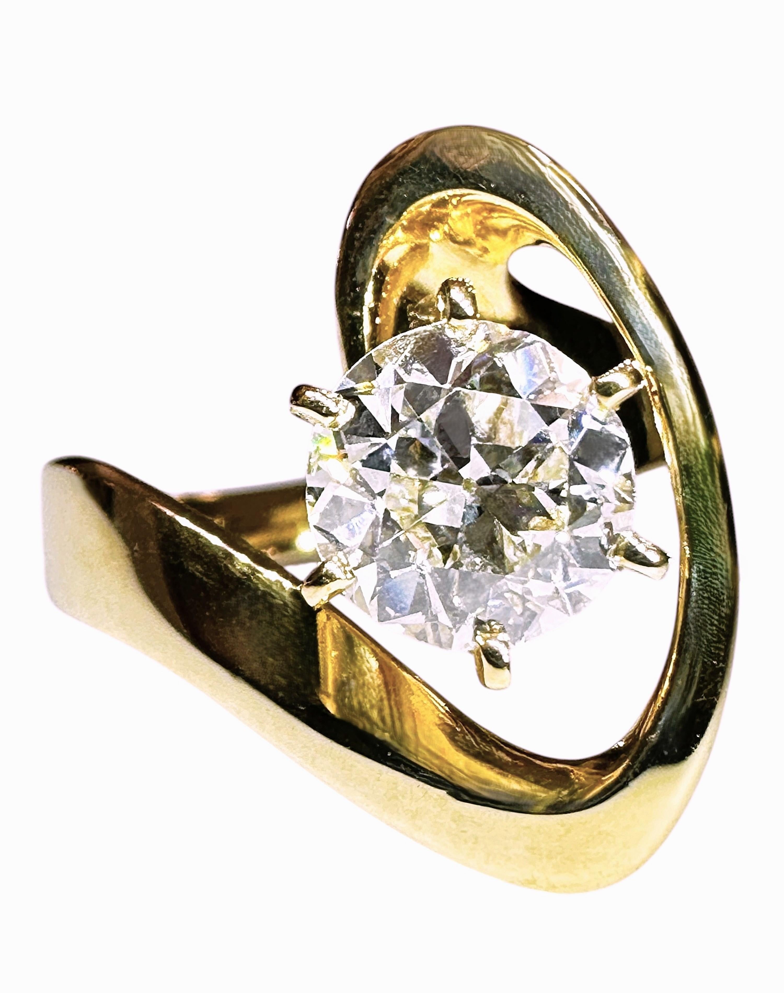 Custom Made 14k Yellow Gold 1.52 Carat Diamond Engagement Ring with Appraisal For Sale 8