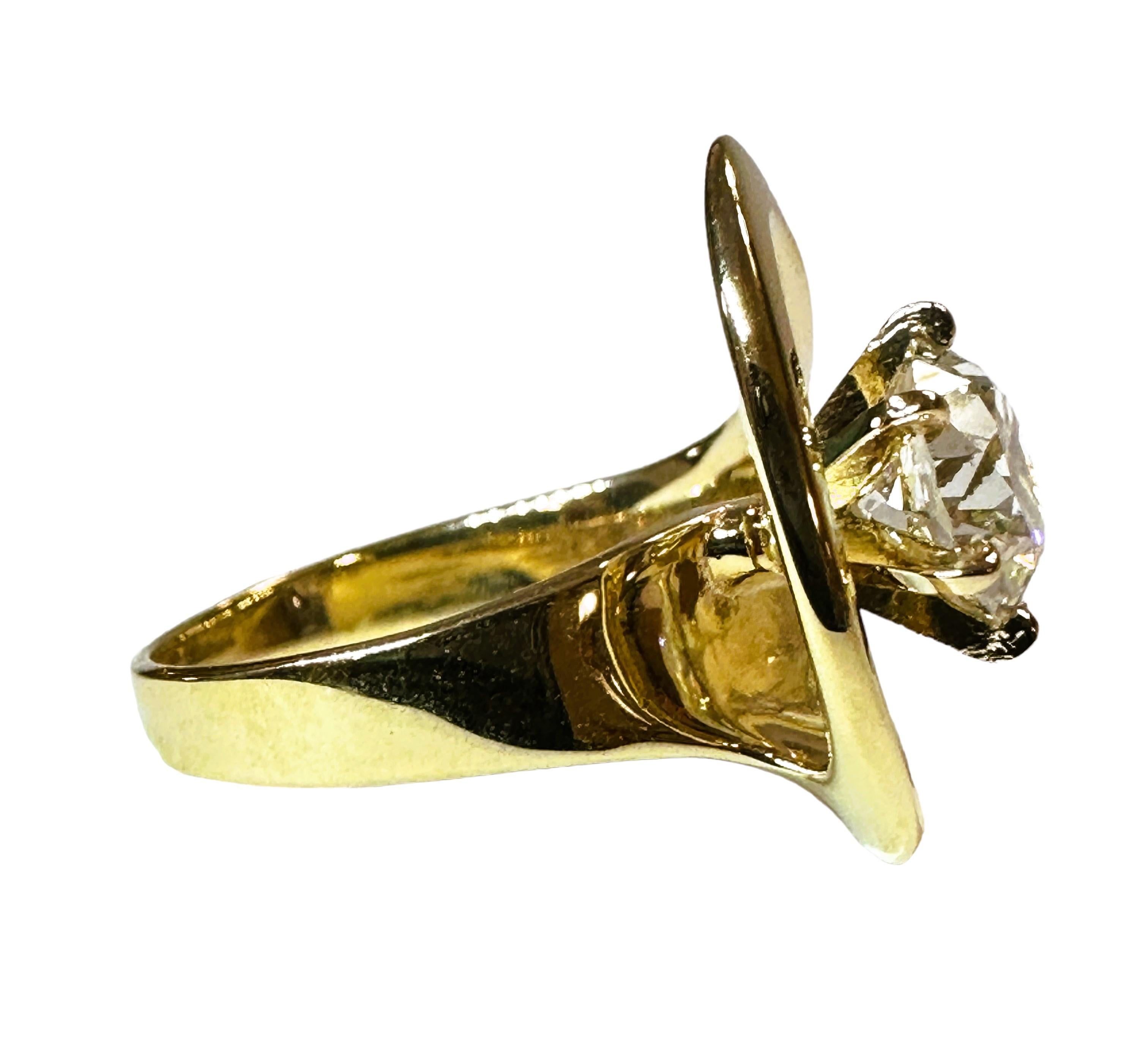 Custom Made 14k Yellow Gold 1.52 Ct Diamond Engagement Ring with Appraisal For Sale 8