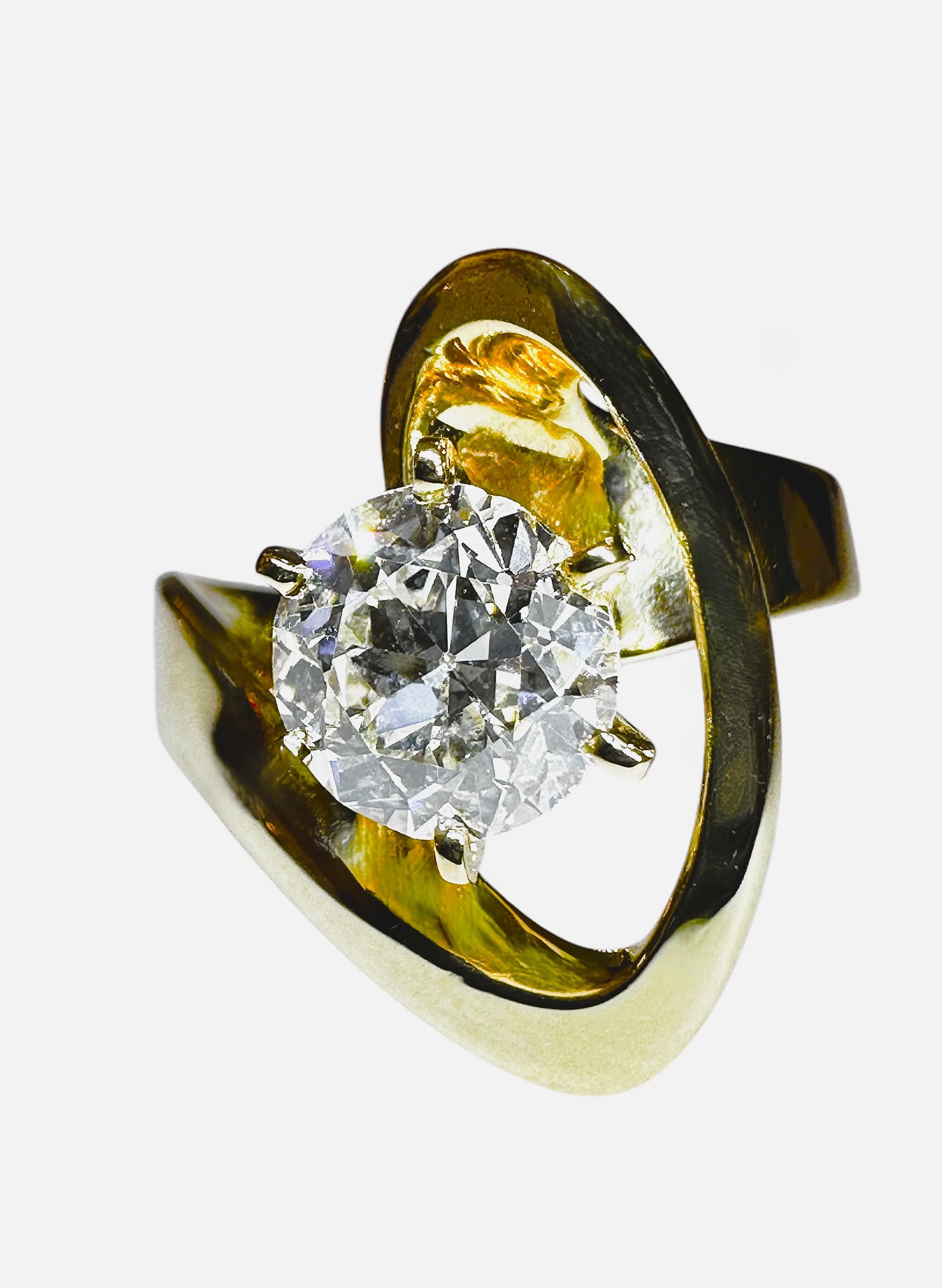 Custom Made 14k Yellow Gold 1.52 Carat Diamond Engagement Ring with Appraisal For Sale 9