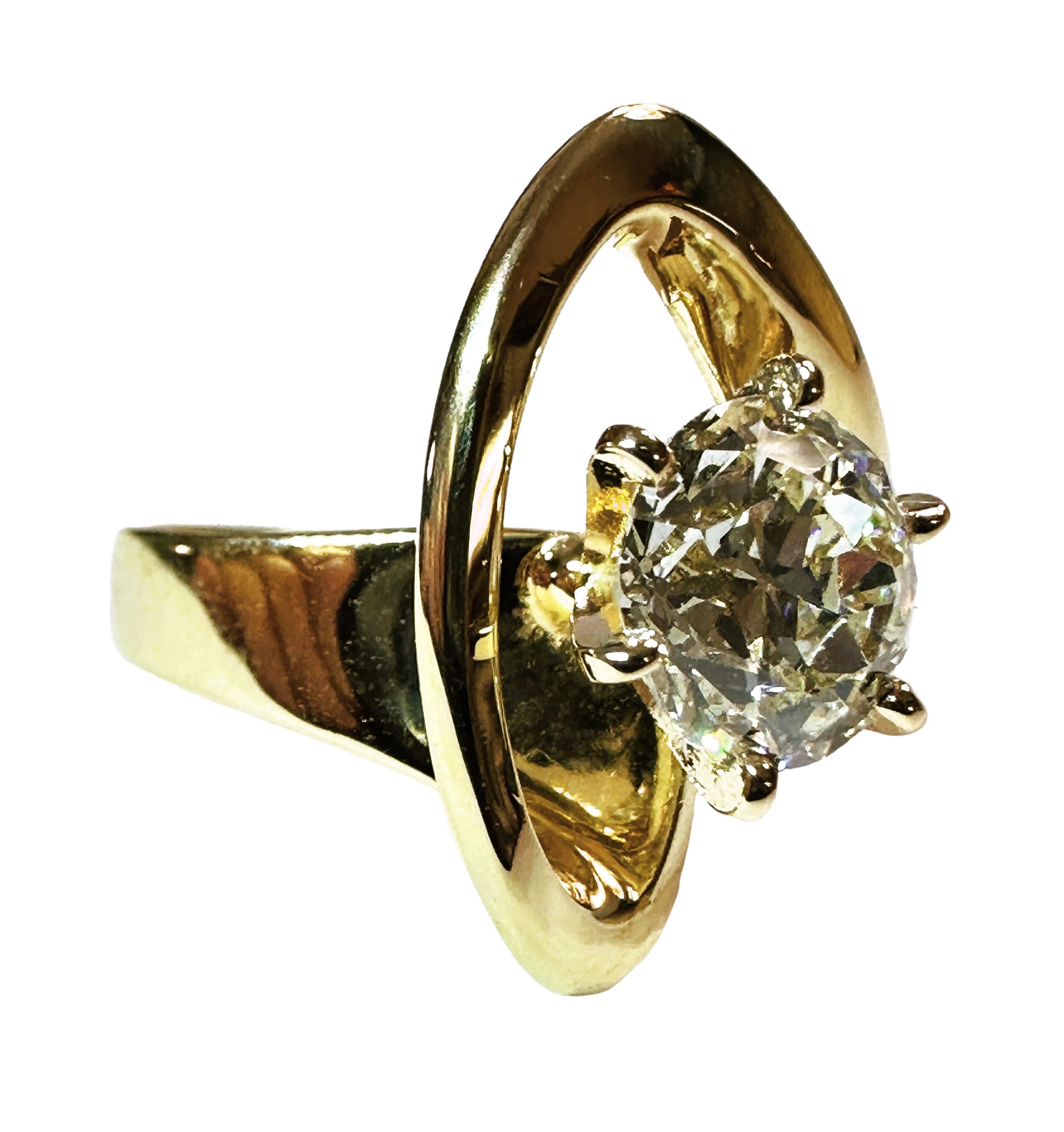 Custom Made 14k Yellow Gold 1.52 Ct Diamond Engagement Ring with Appraisal For Sale 9