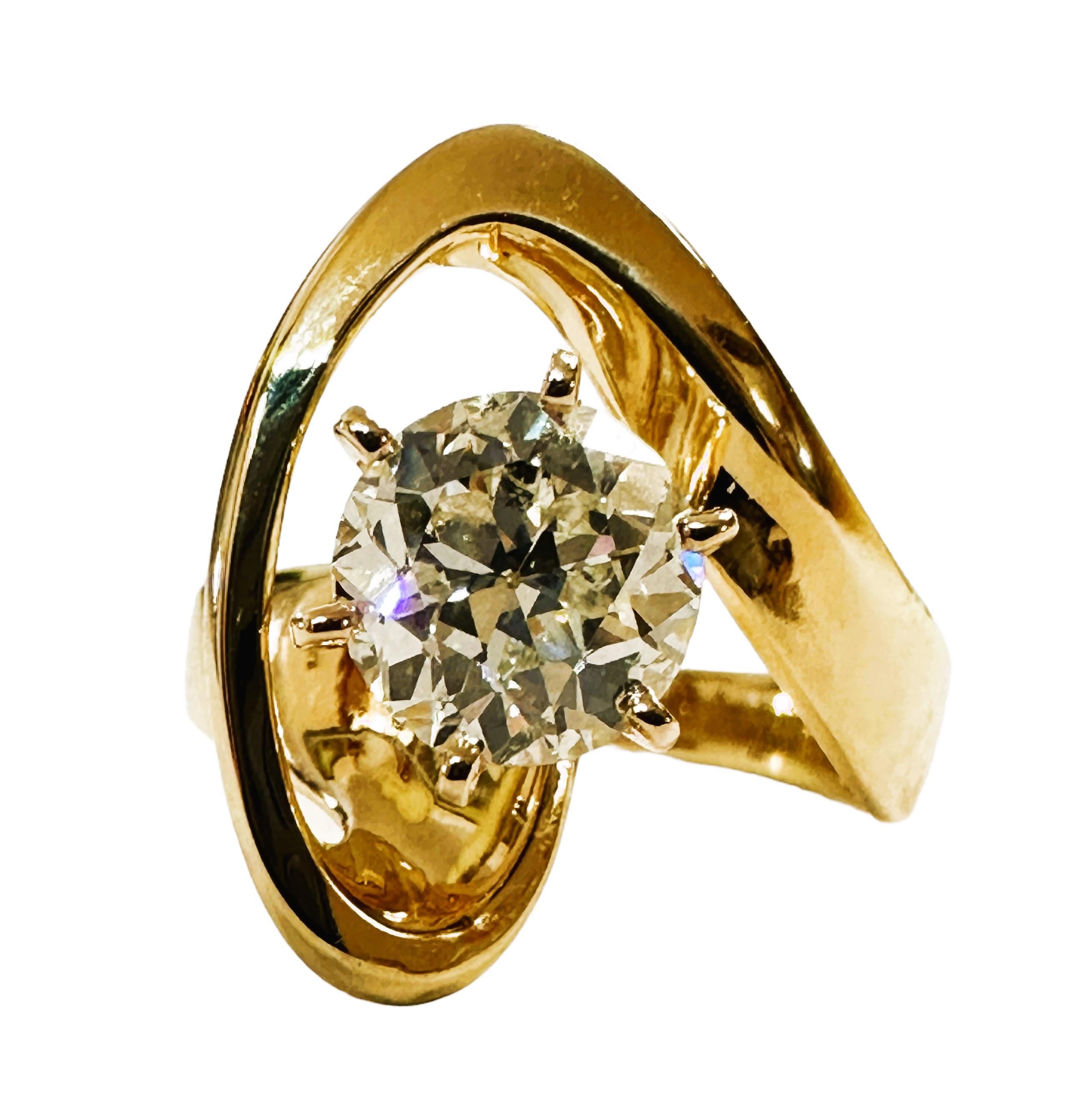 Custom Made 14k Yellow Gold 1.52 Ct Diamond Engagement Ring with Appraisal For Sale 3